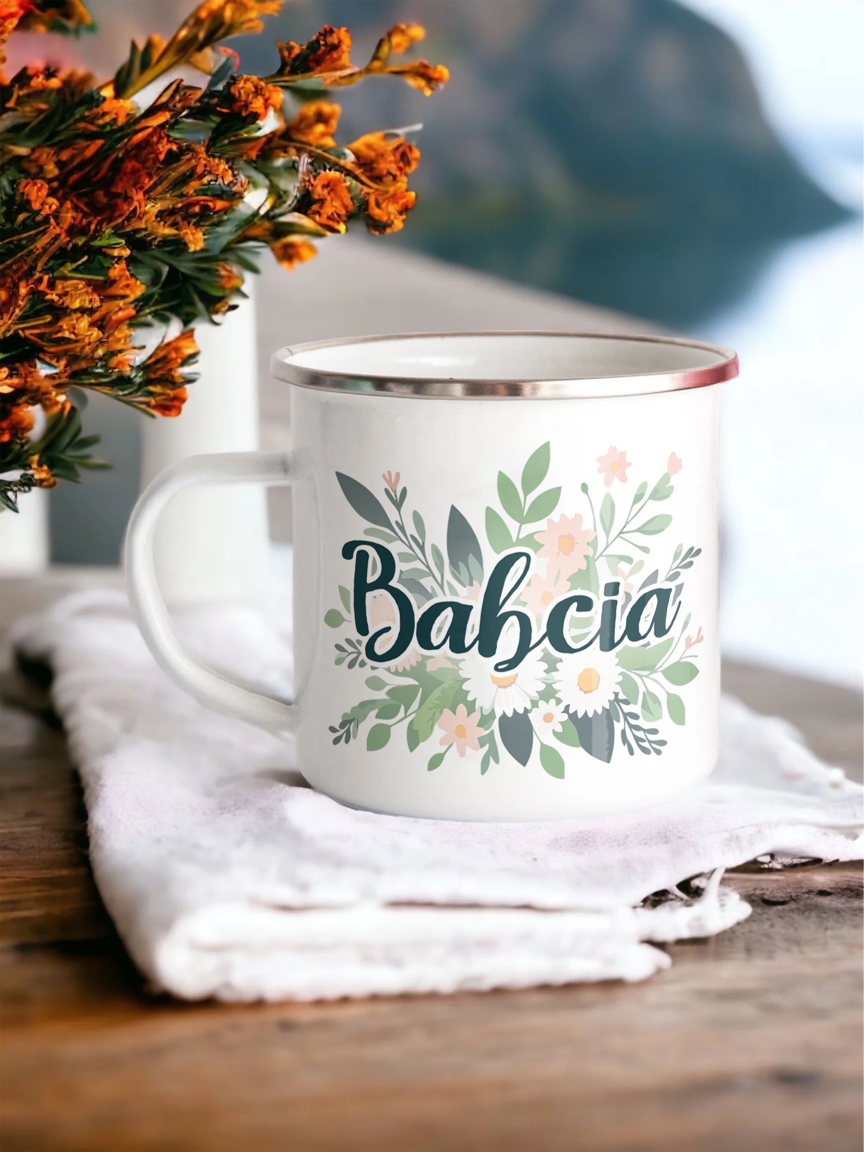 Emaliowany Kubek Garnuszek 300 ml Dzień Babci Prezent Upominek Babcia