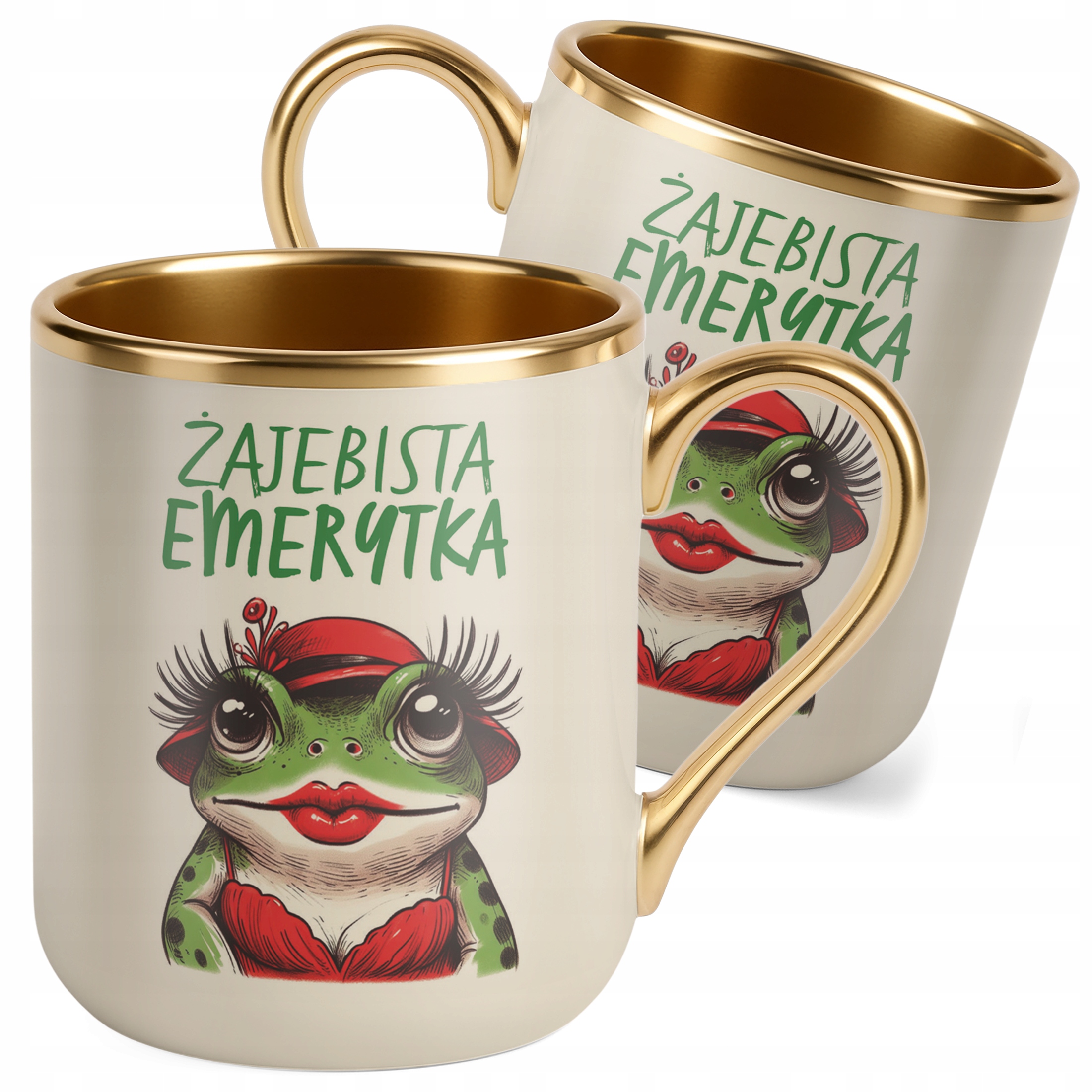 Kubek Premium Złoty Ecru Z okazji Emerytury Dla Emerytki Prezent