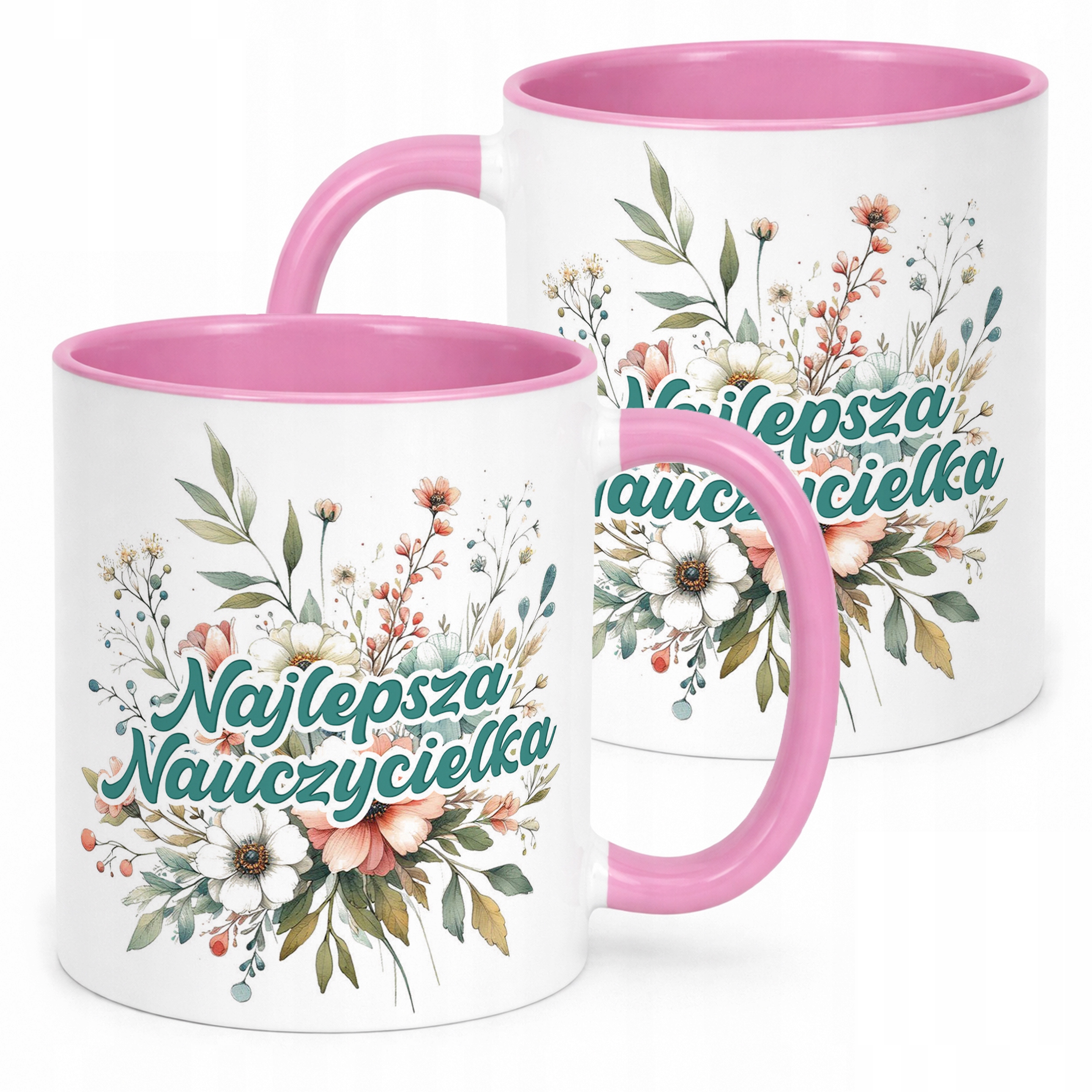 Kubek Różowy Najlepsza Nauczycielka Dzień Nauczyciela Prezent
