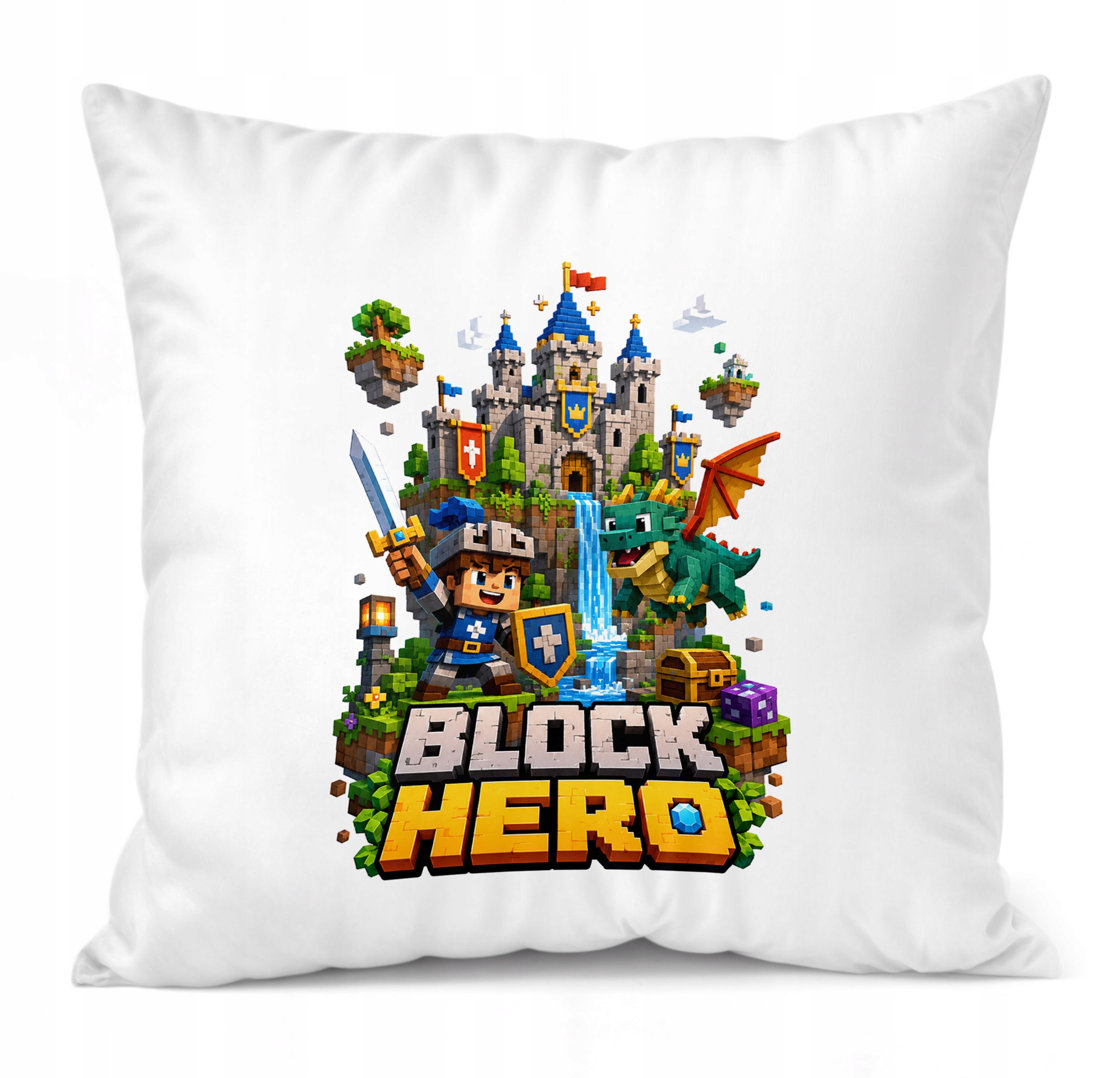 Zestaw Kubek Biały Poduszka Z Nadrukiem BLOCK HERO Gra Prezent