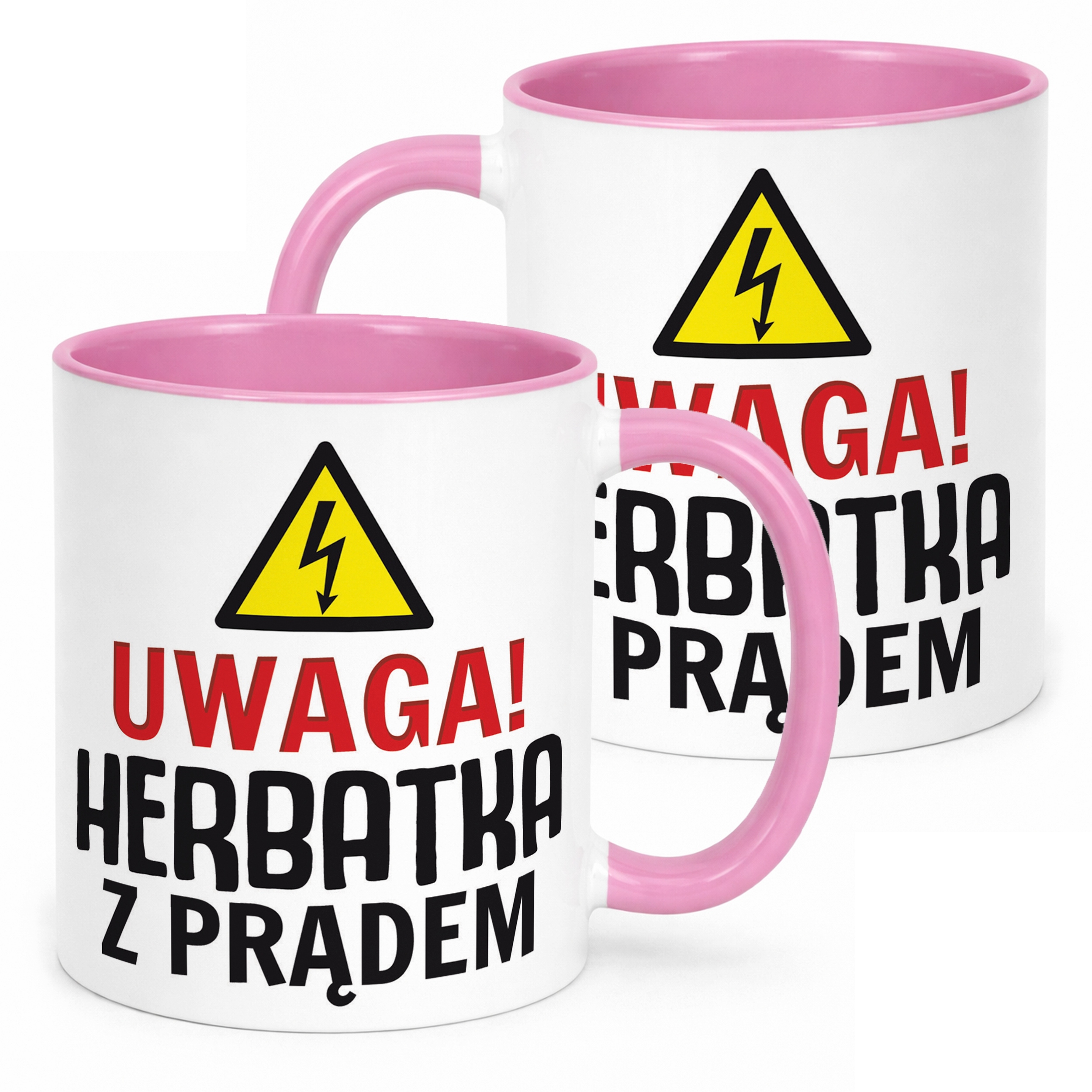 Kubek Różowy Uwaga Herbata Z Prądem Zabawny Prezent Upominek
