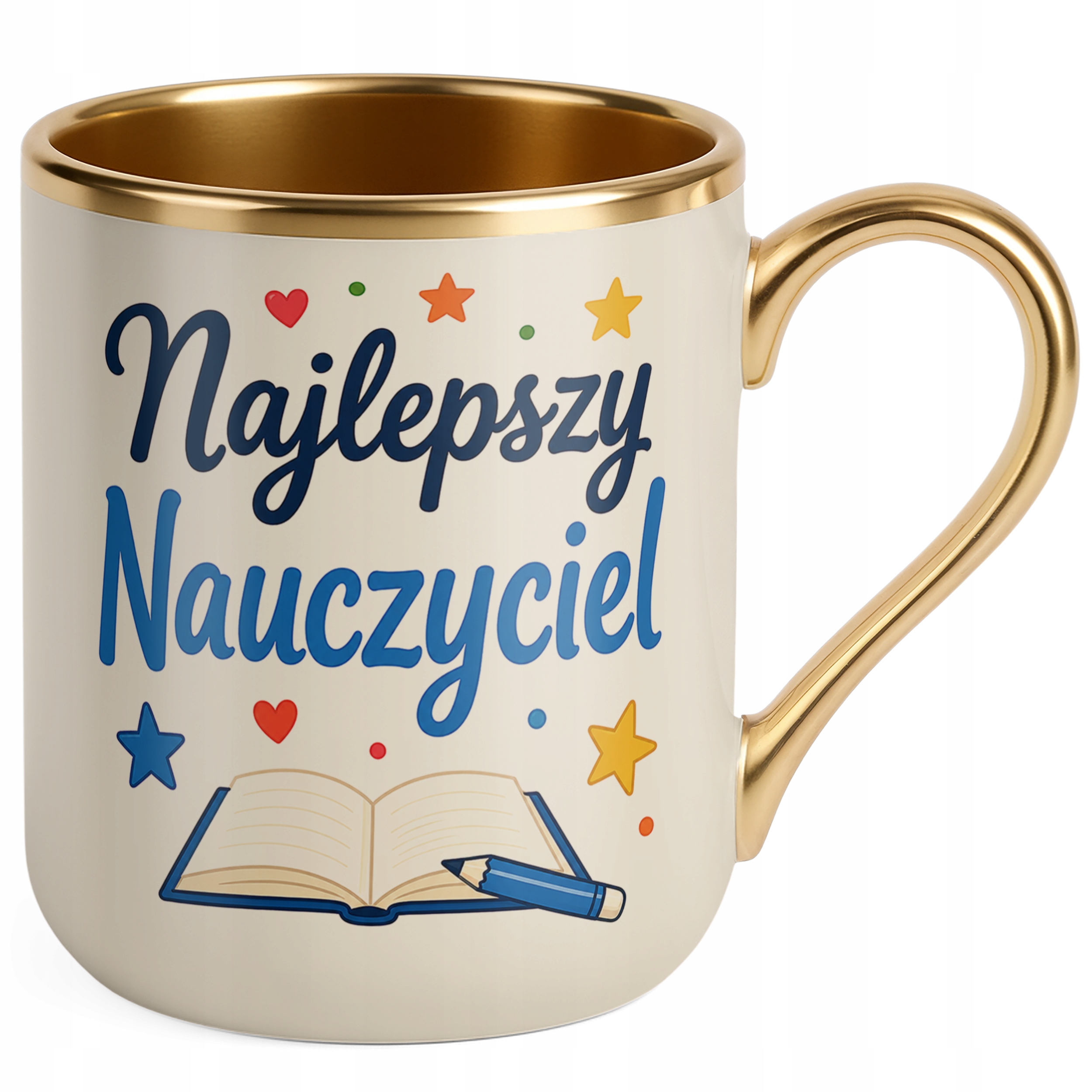 Kubek Premium Złoty Ecru Dzień Nauczyciela Dla Nauczyciela Prezent Upominek