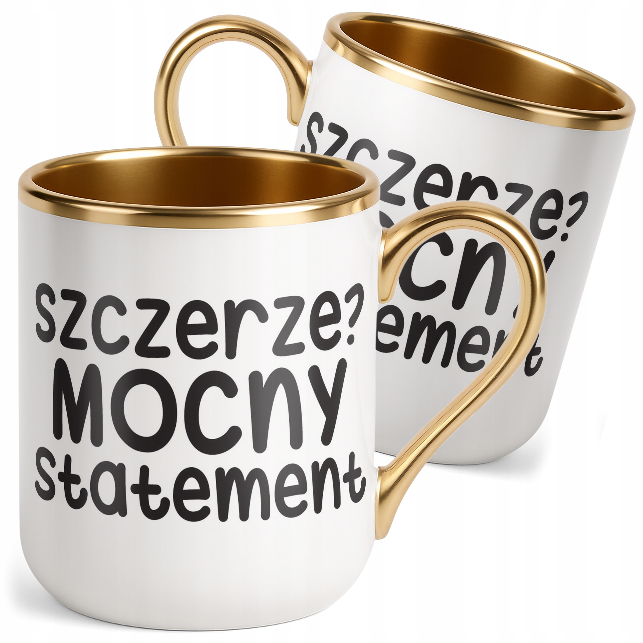 Kubek Premium Złoty Szczerze Mocny Statement Śmieszny Zabawny Prezent