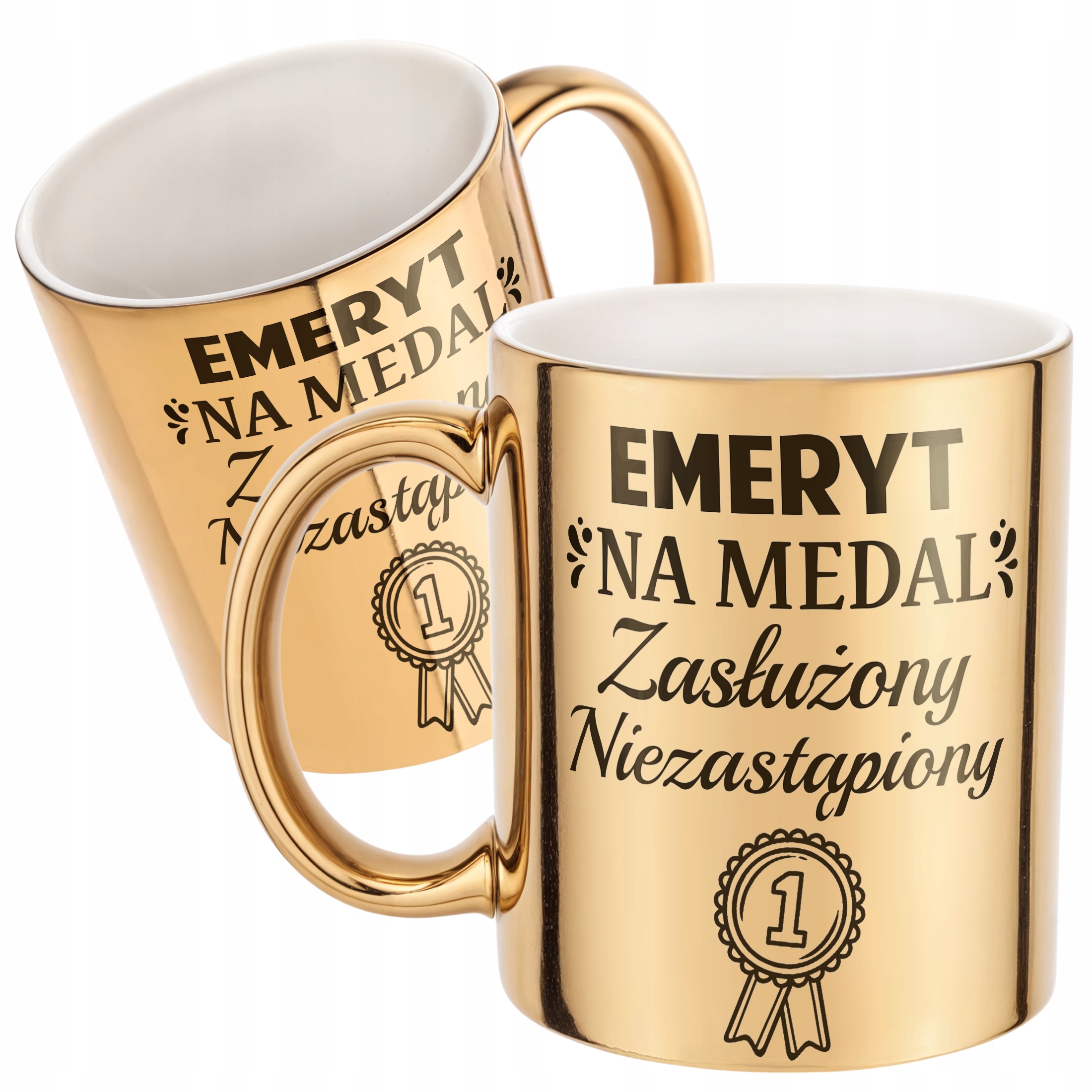 Złoty Kubek ceramiczny z okazji Emerytury Dla Emeryta Prezent Upominek