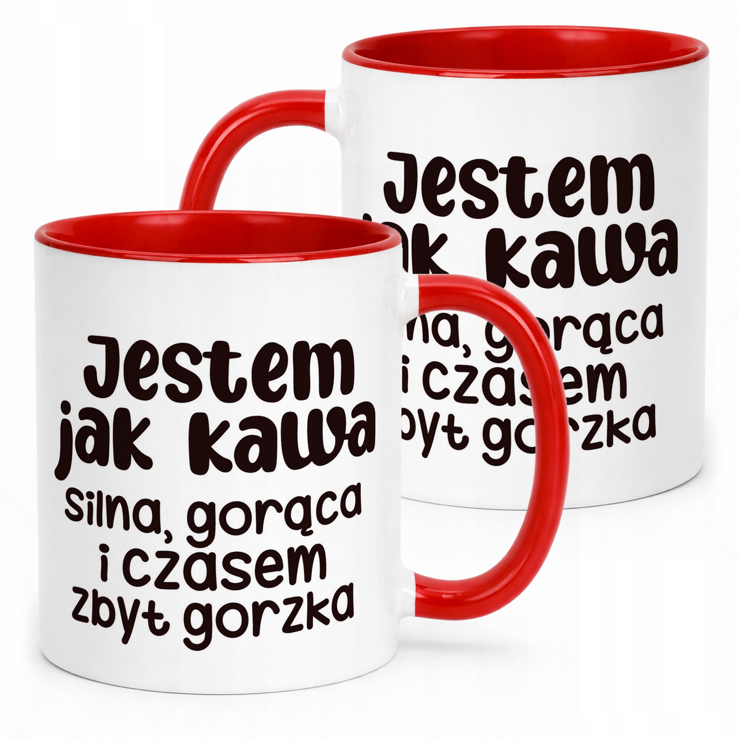 Kubek Czerwony Jestem Jak Kawa Śmieszny Zabawny Prezent