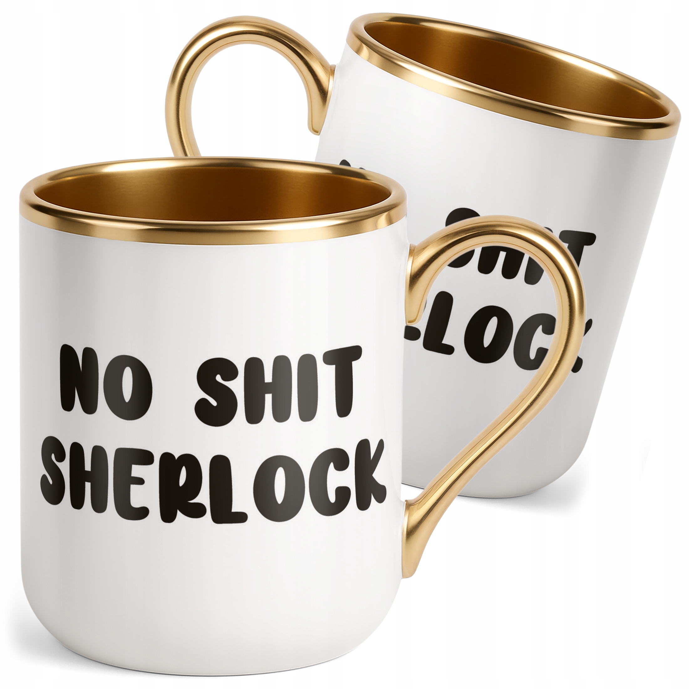 Kubek Premium Złoty No Shit Sherlock Śmieszny Zabawny Prezent