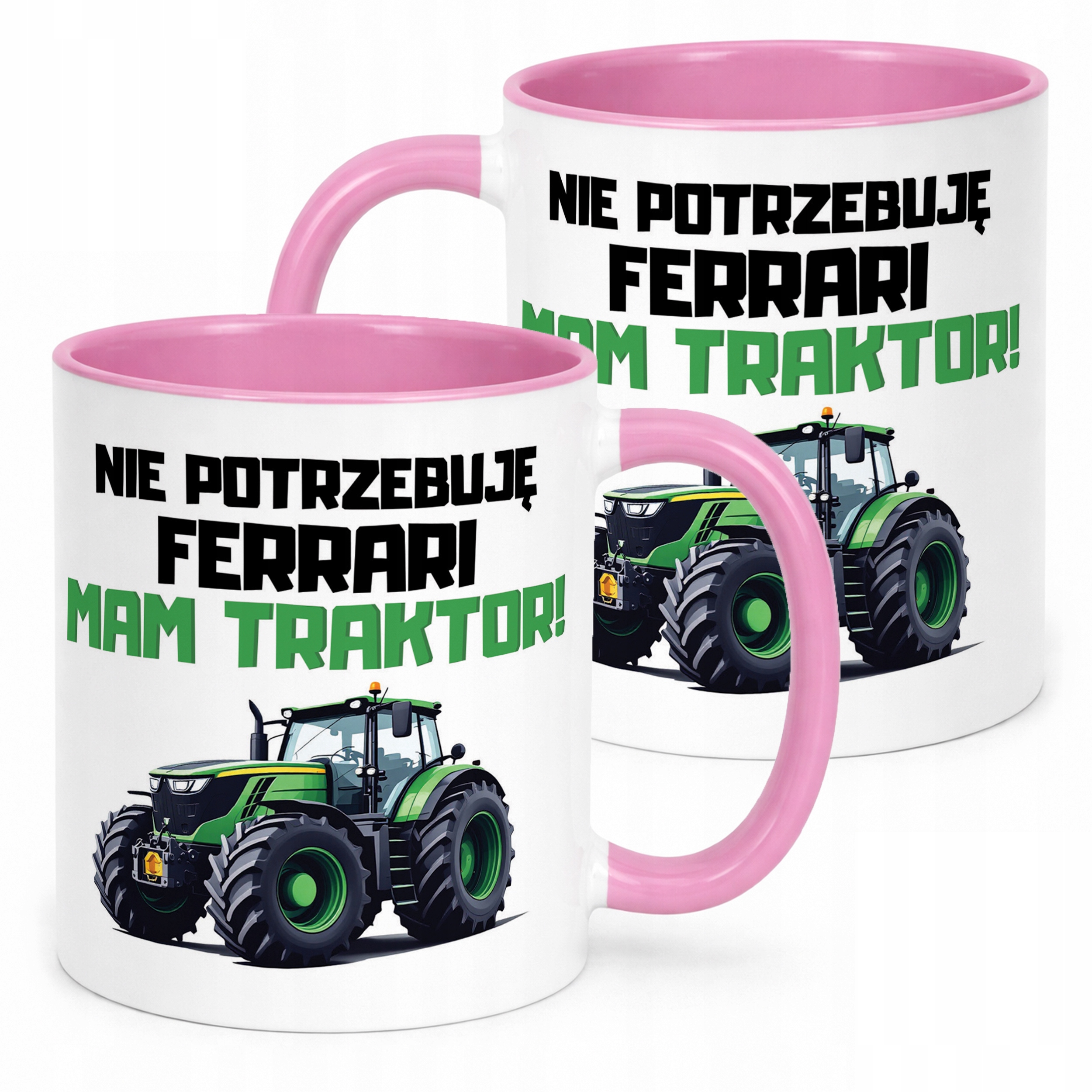 Kubek Różowy Rolnik Dla Rolnika Traktor Zabawny Prezent Upominek