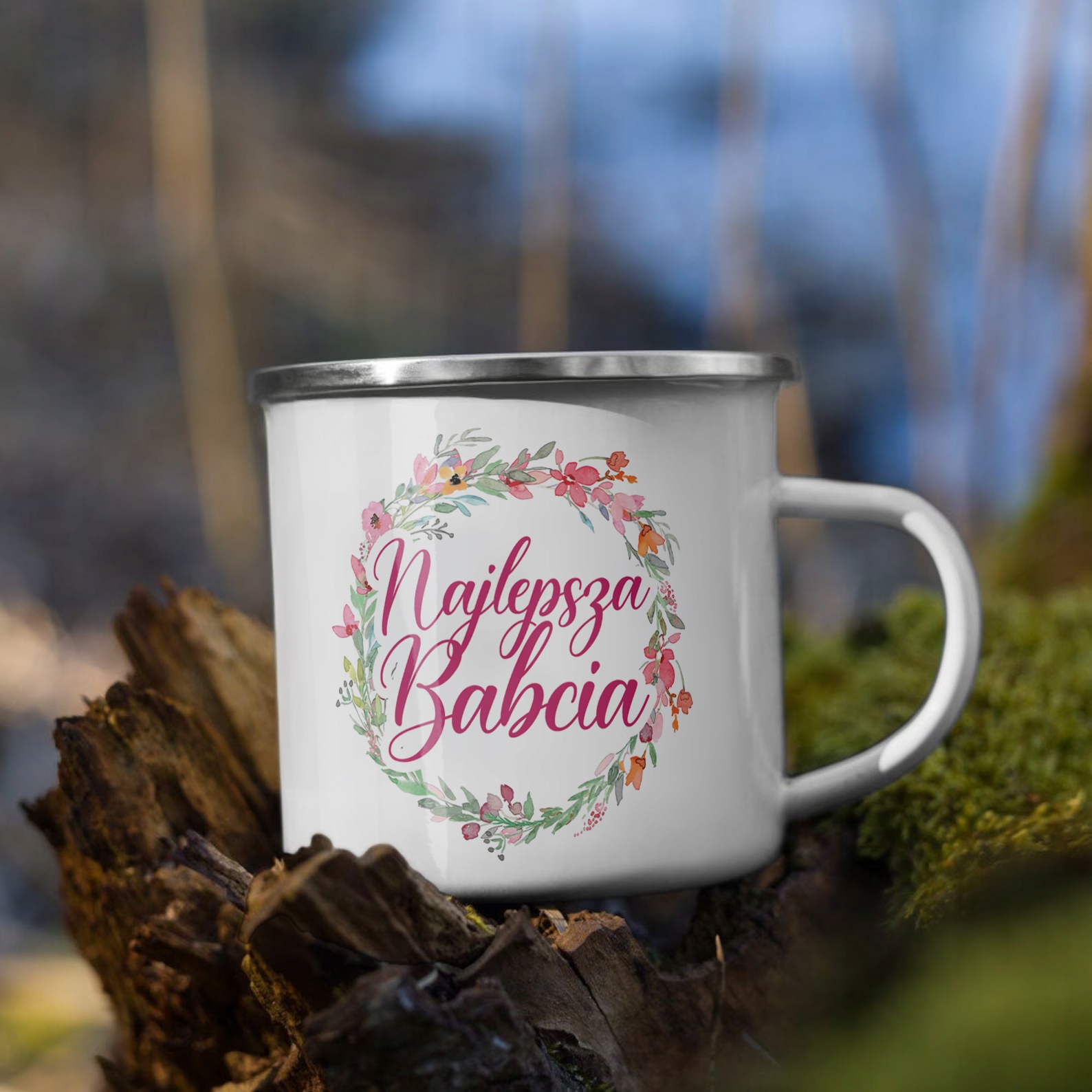 Emaliowany Kubek Garnuszek 300 ml Dzień Babci Prezent Najlepsza Babcia