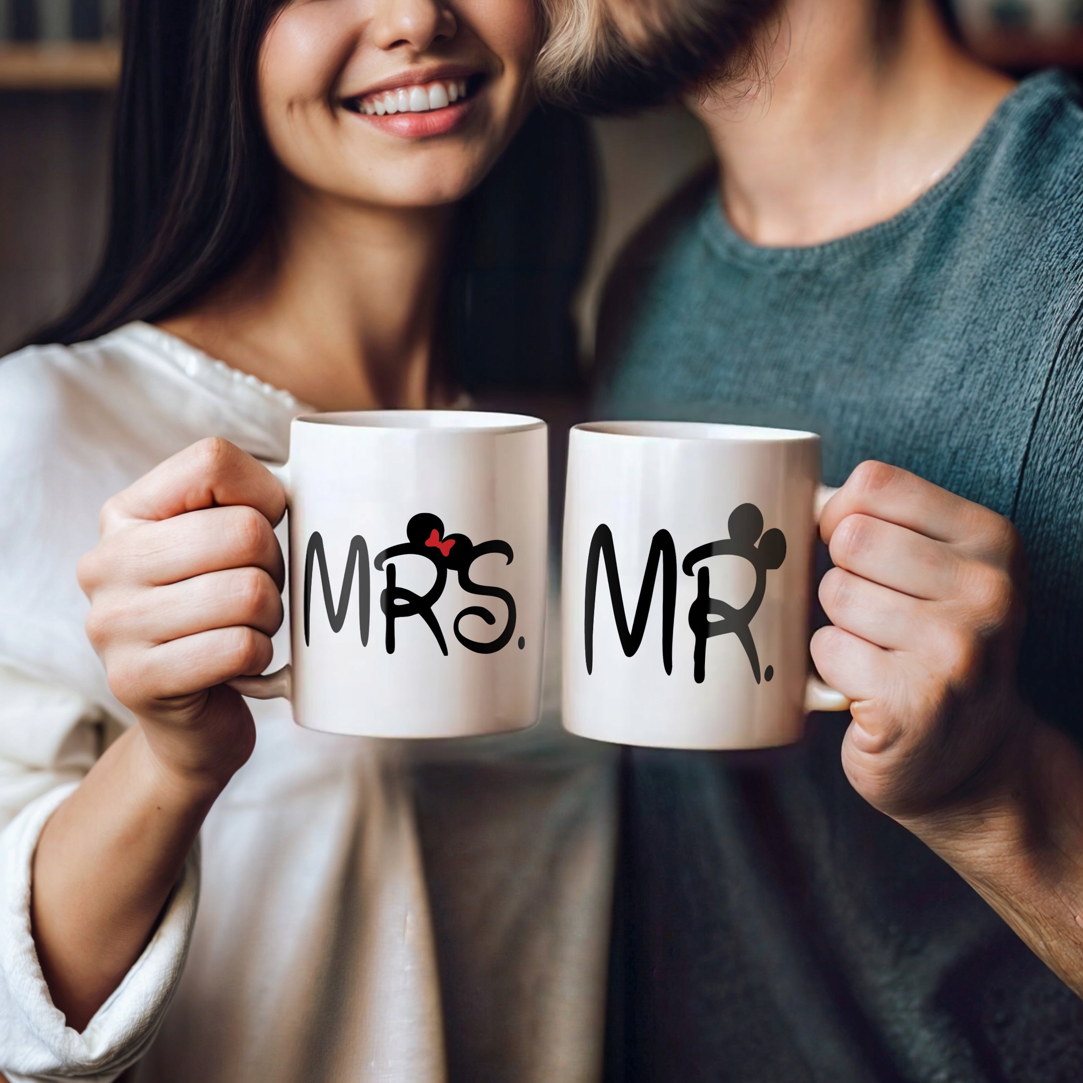 Zestaw kubków na Walentynki MR & MRS Myszki Prezent Dla Pary Zakochanych