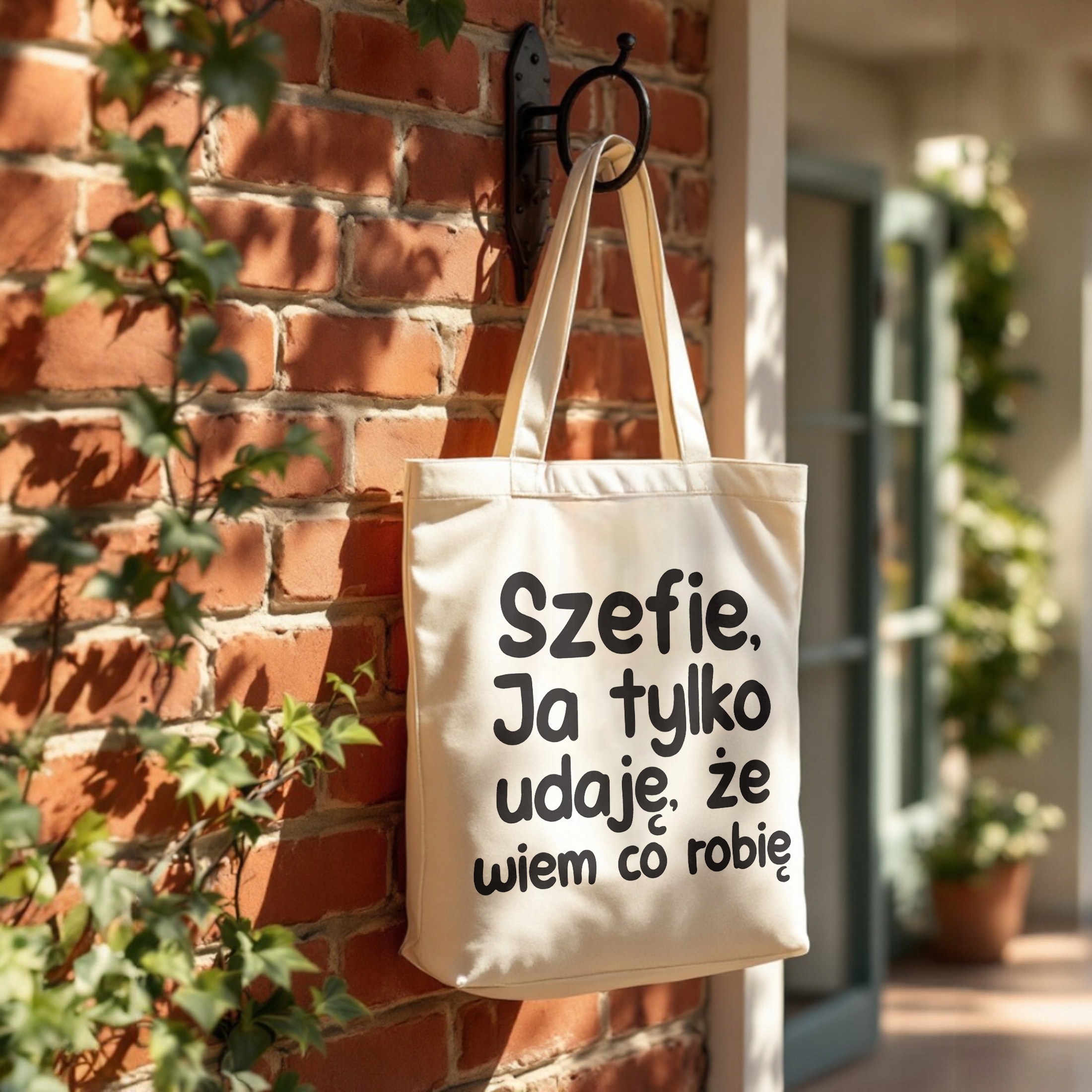 Torba bawełniana premium Szefie Ja Tylko Udaję Że Wiem Zabawny Prezent