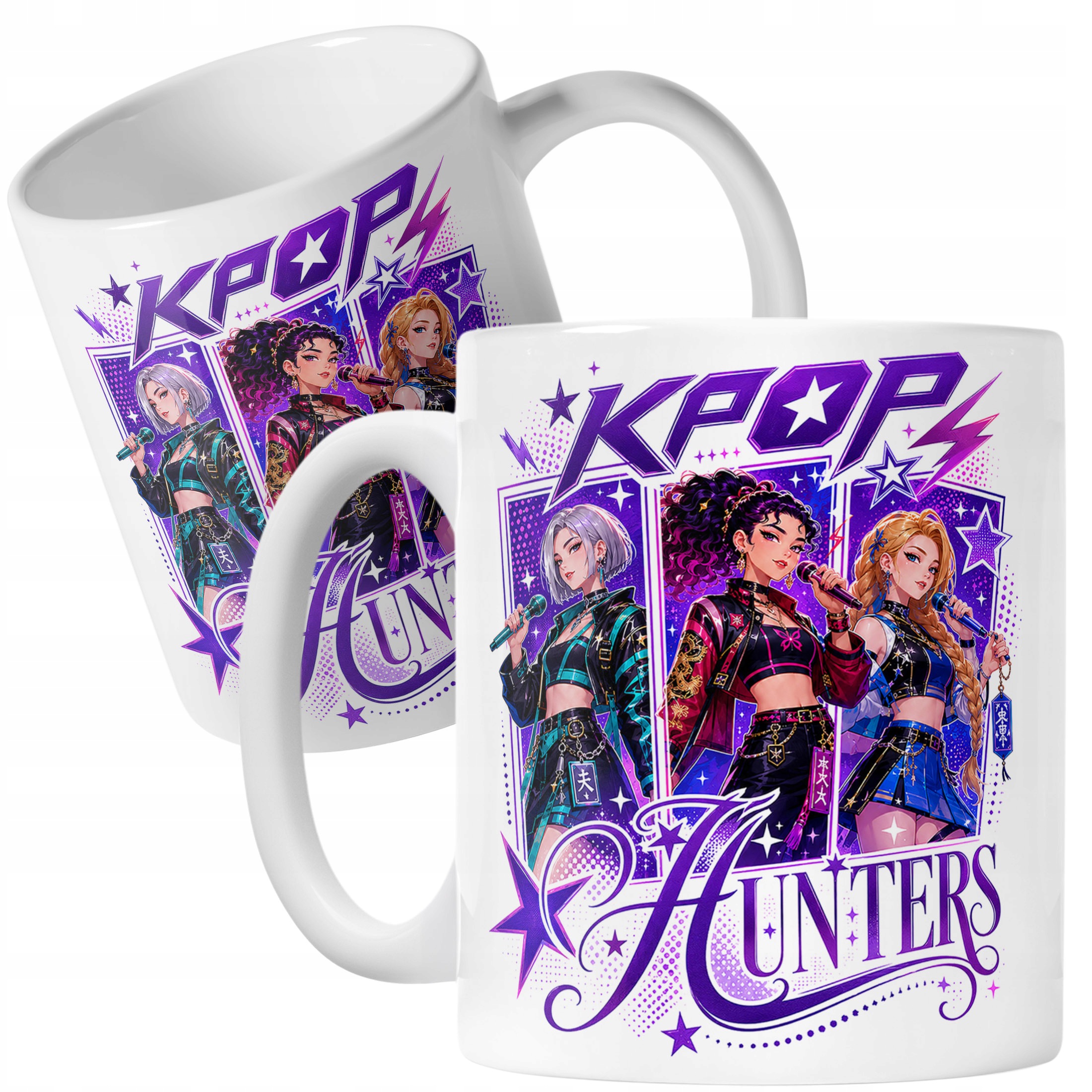 Biały Kubek z nadrukiem ŁOWCZYNIE KPOP Dla Dzieci Prezent Upominek