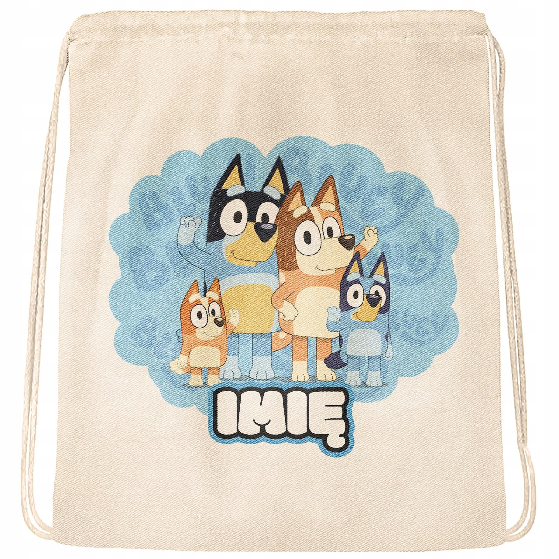 Plecak bawełniany Z Imieniem Bluey Dla Dzieci Fanów Do Szkoły Przedszkola
