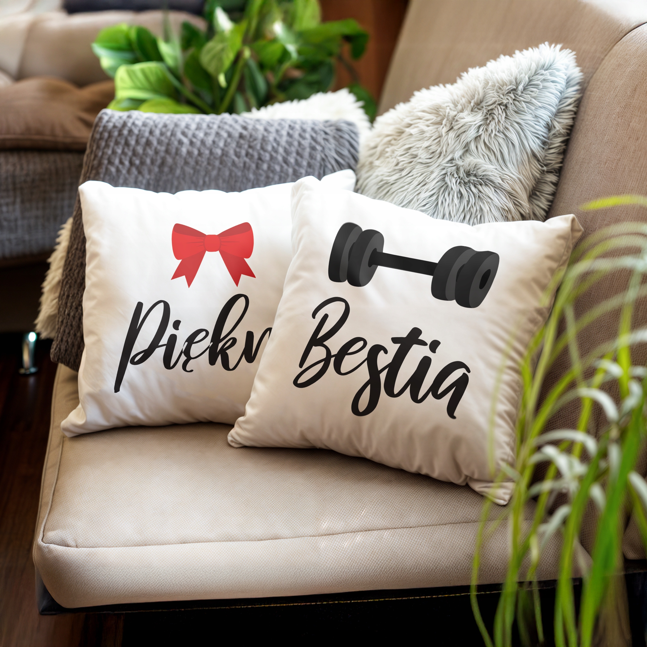 Zestaw Poduszek Walentynkowy Walentynek Piękna i Besta Prezent Dla Pary