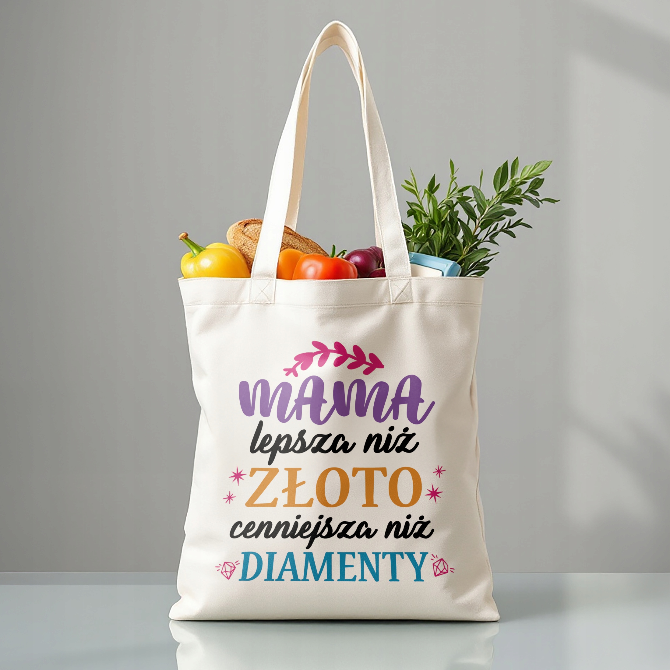 Torba bawełniana premium na zakupy Dzień Matki Prezent Lepsza Niż Złoto