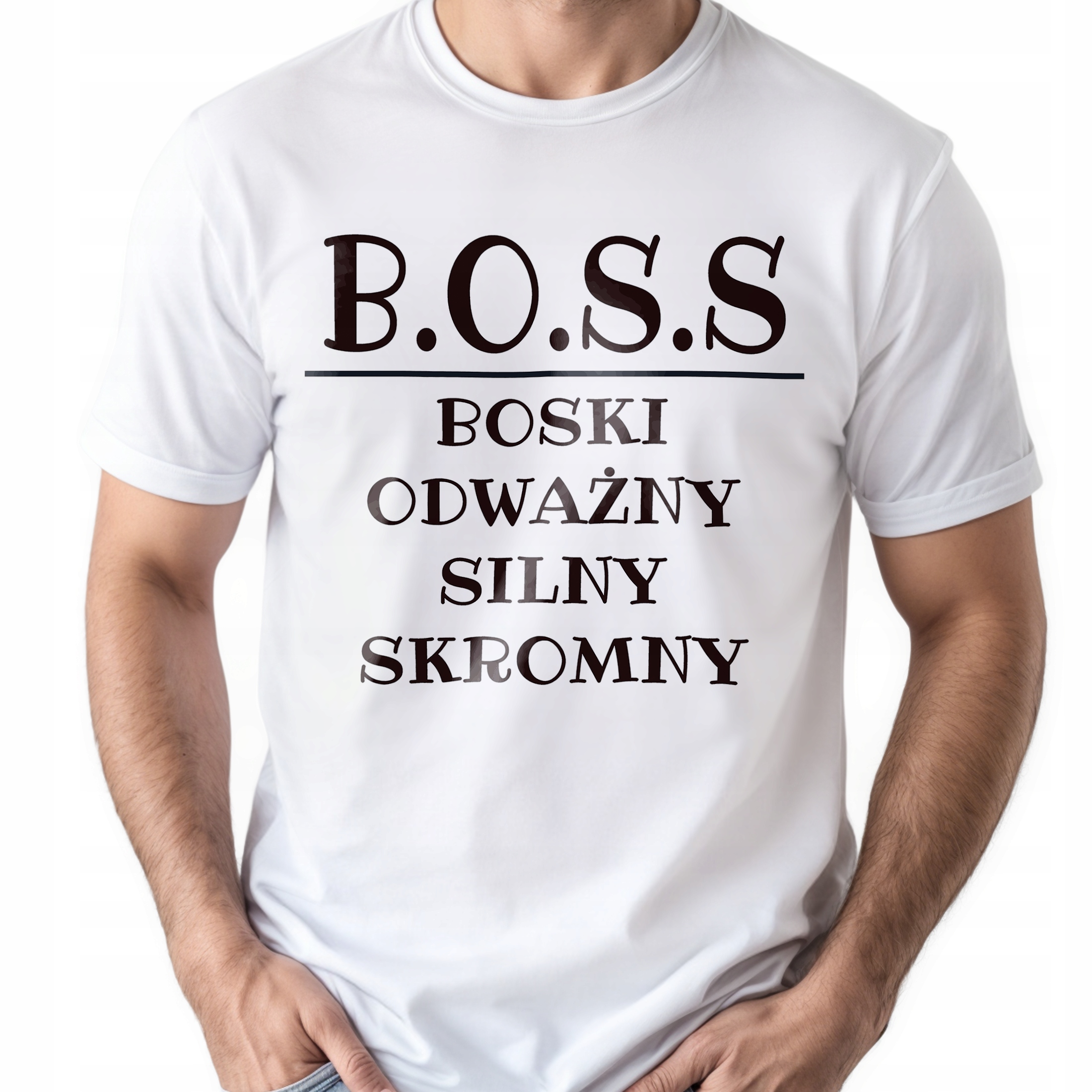 Koszulka biała męska B.O.S.S Dla Szefa Prezent Zabawny Prezent r. S