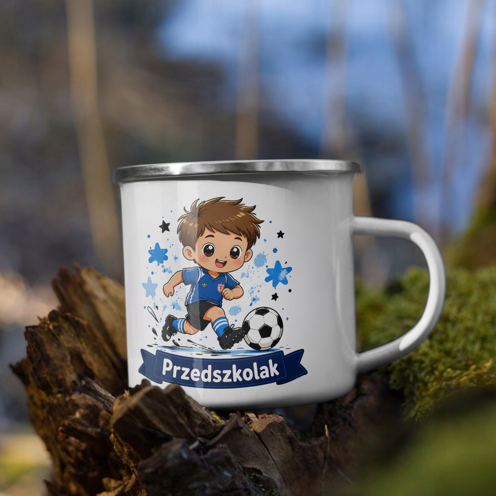 Zestaw Plecak Worek Kubek Emaliowany Z Nadrukiem Przedszkolak Szkoła