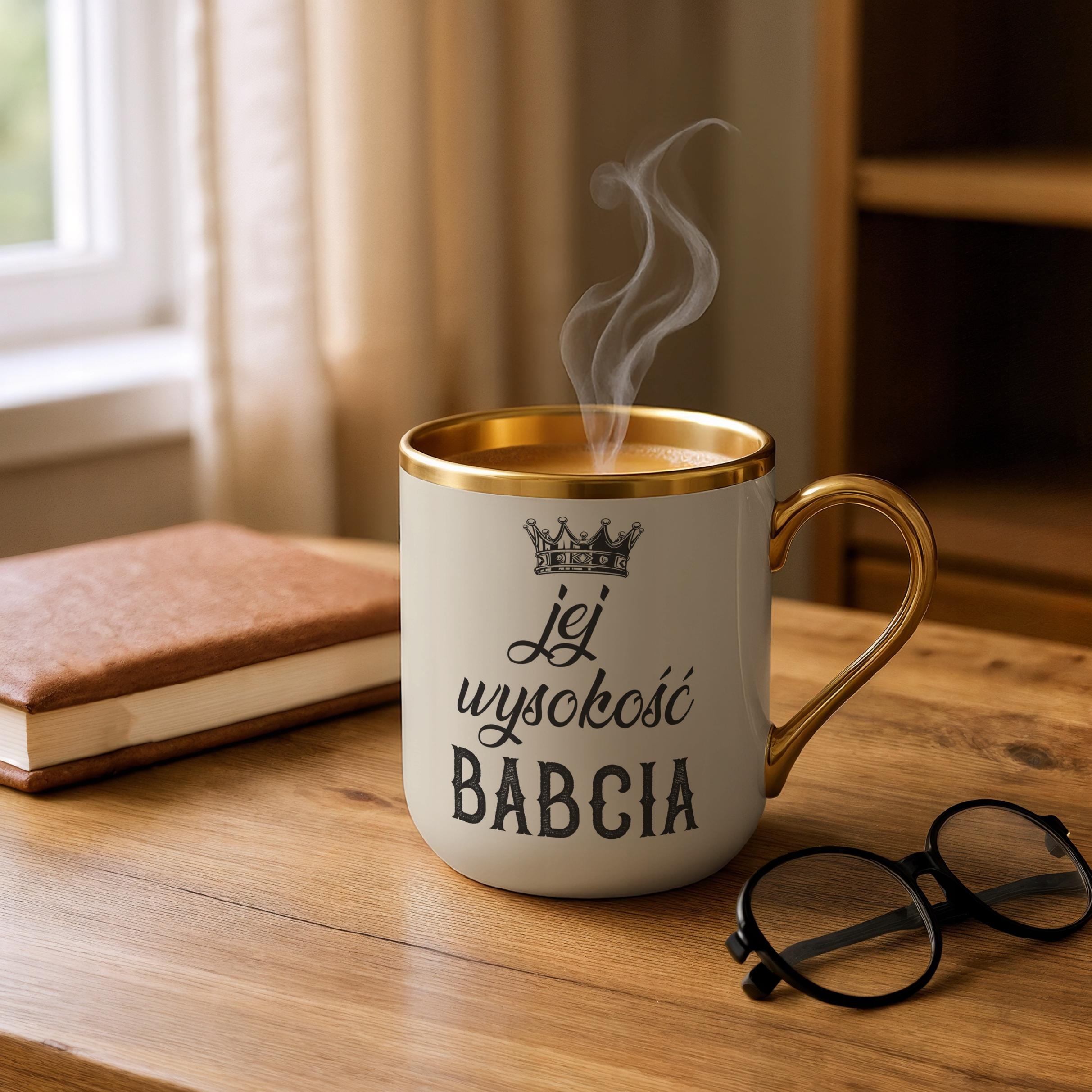 Kubek Premium Złoty Ecru Dzień Babci Dla Babci Prezent Upominek