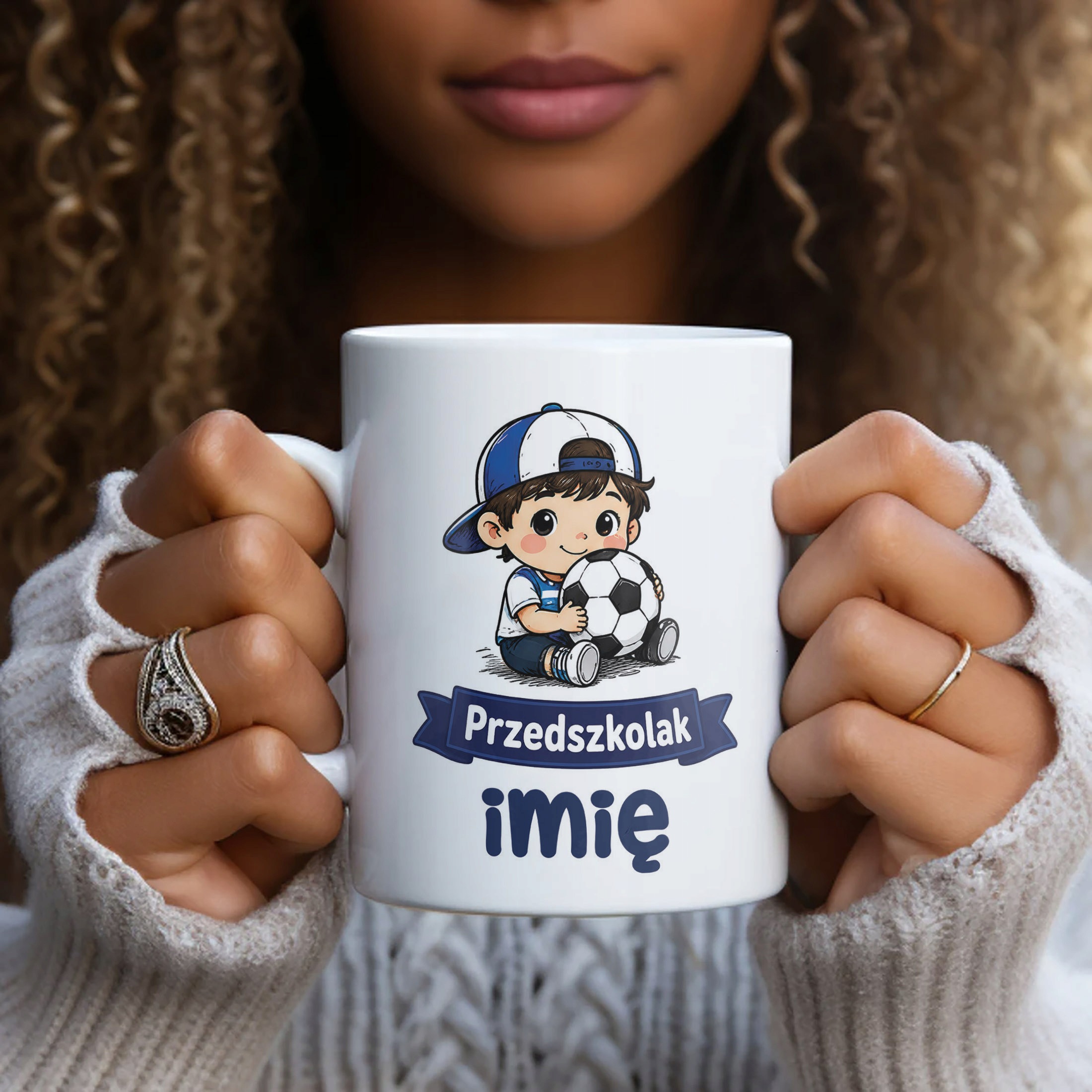 Biały Kubek z nadrukiem personalizowany Przedszkolak Szkoła Dla Dzieci