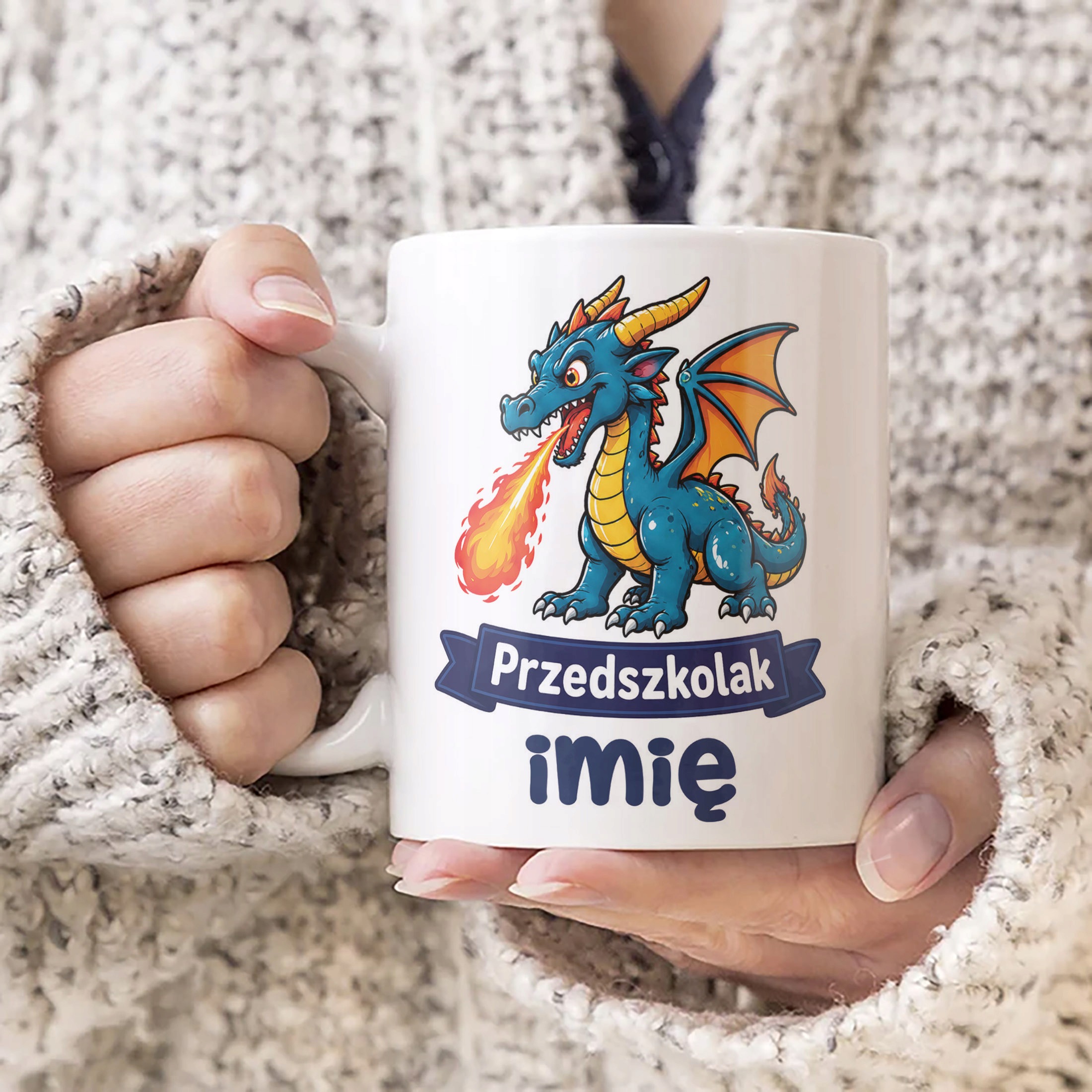Zestaw Personalizowany Plecak Worek Kubek Przedszkolak Smok Prezent
