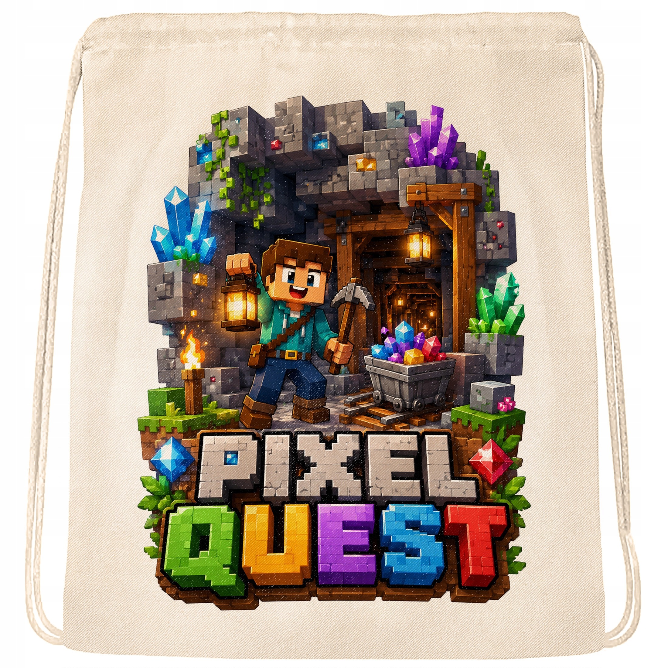 Zestaw Plecak Worek Kubek Z Nadrukiem PIXEL Gra Dla Dzieci Prezent