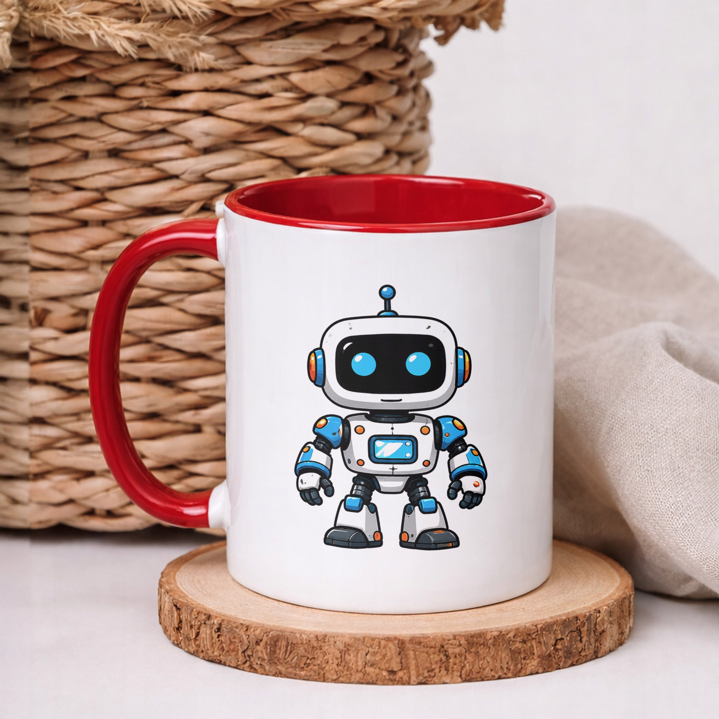 Kubek Czerwony z nadrukiem Robot Dla Dzieci Prezent Upominek