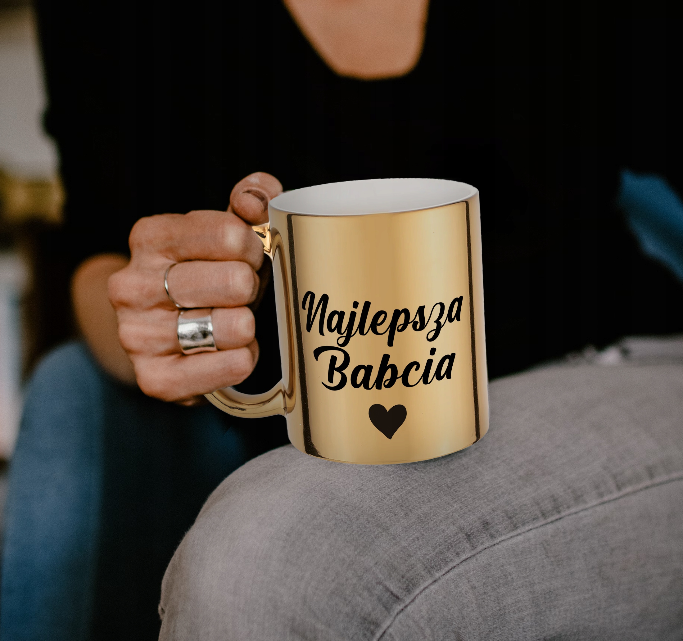 Kubek ceramiczny Złoty 330 ml Dzień Babci Prezent Upominek Najlepsza Babcia