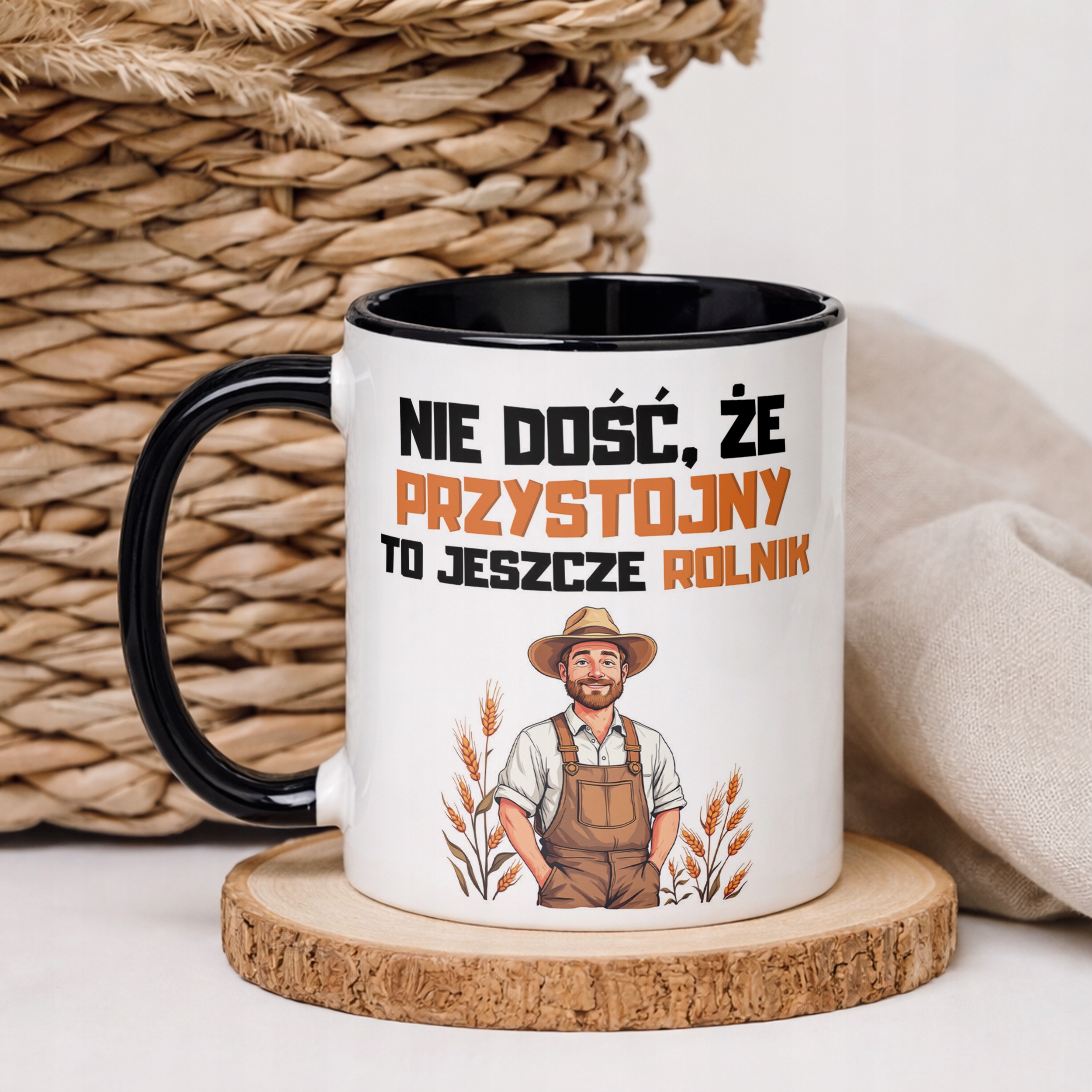 Kubek Czarny Rolnik Dla Rolnika Traktor Zabawny Prezent Upominek