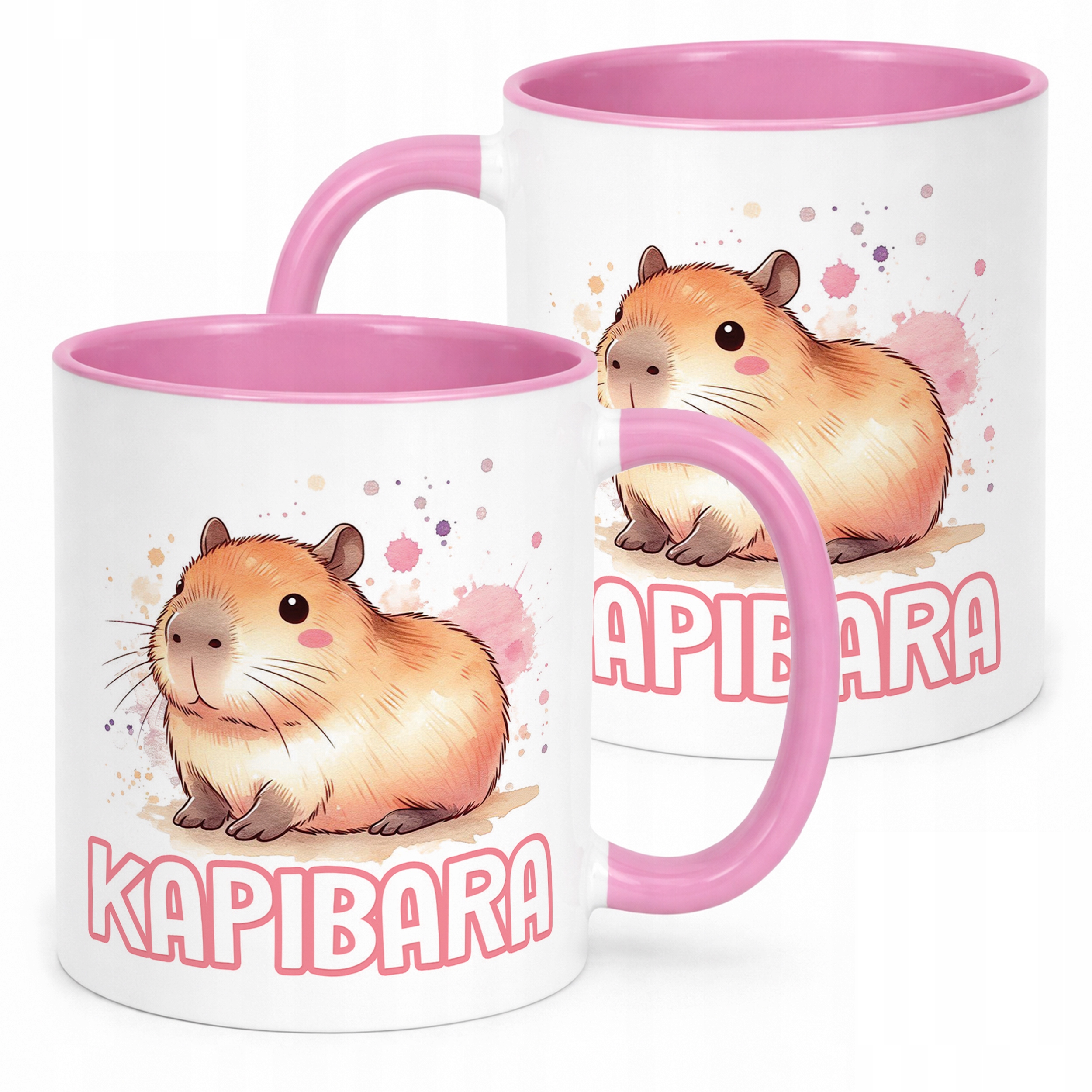 Kubek Różowy Kapibara Capybara Zwierzak Słodki Dla Dzieci Prezent