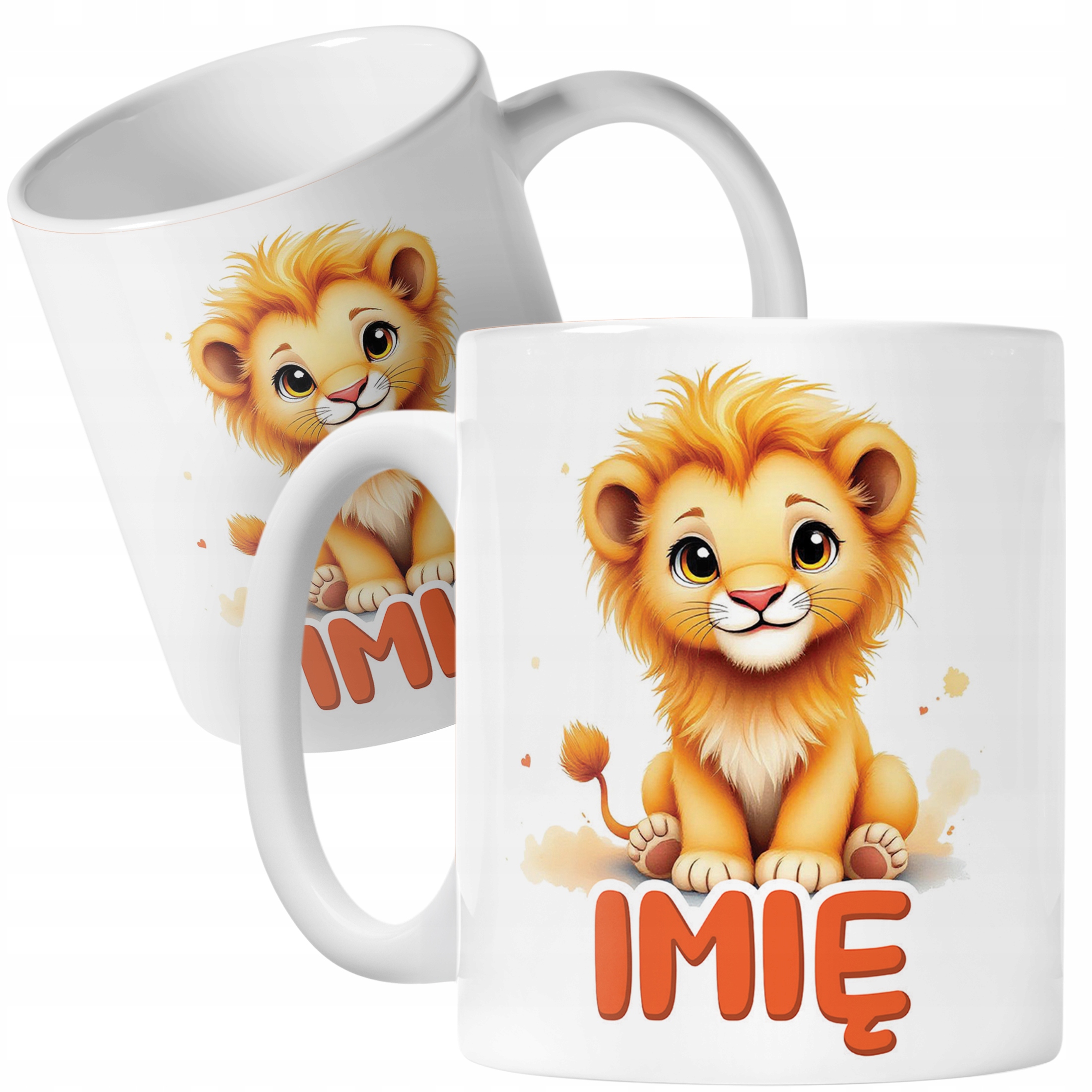 Kubek ceramiczny personalizowany Lew Zwierzak Słodki Dla Dzieci