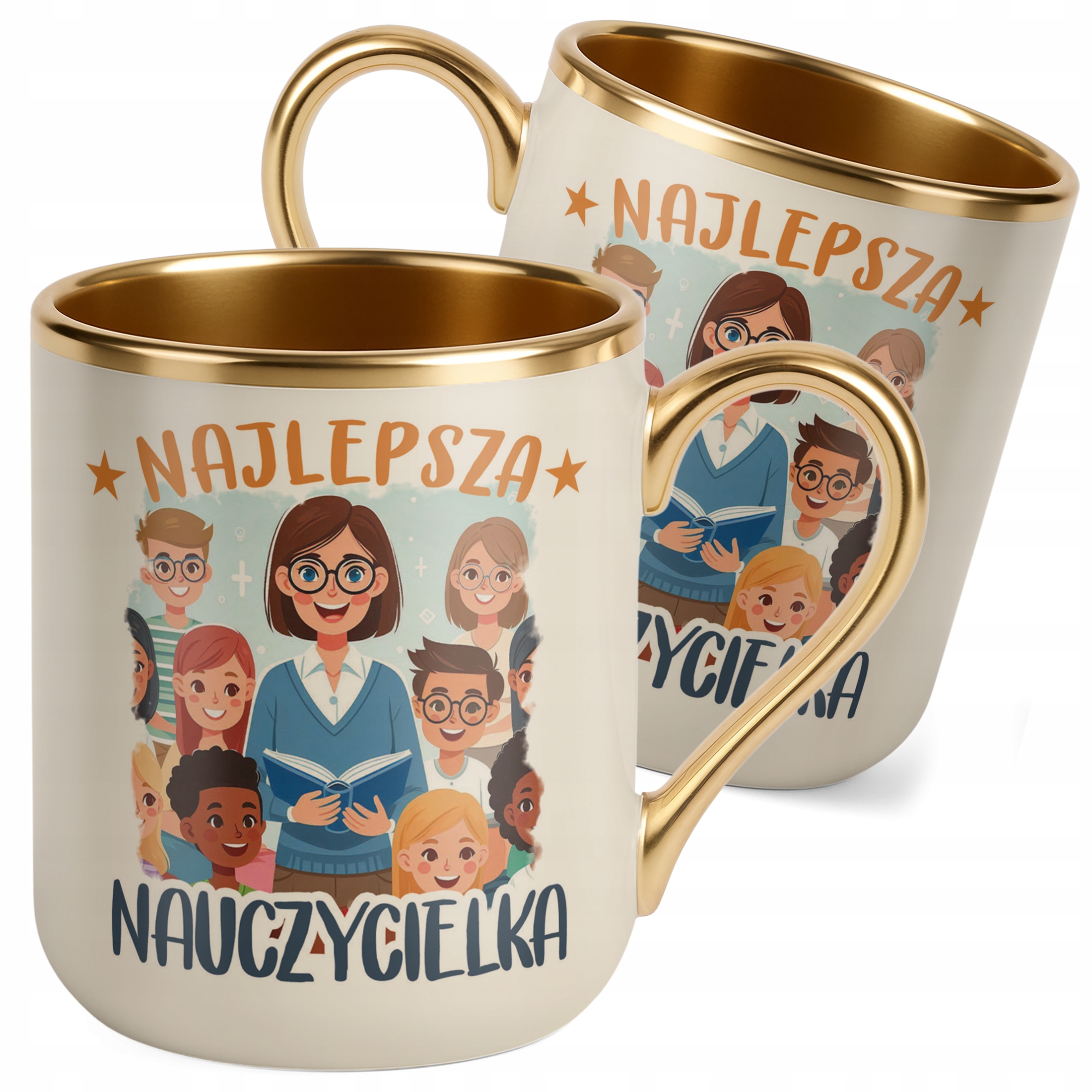 Kubek Premium Złoty Ecru Dzień Nauczyciela Dla Nauczycielki Prezent