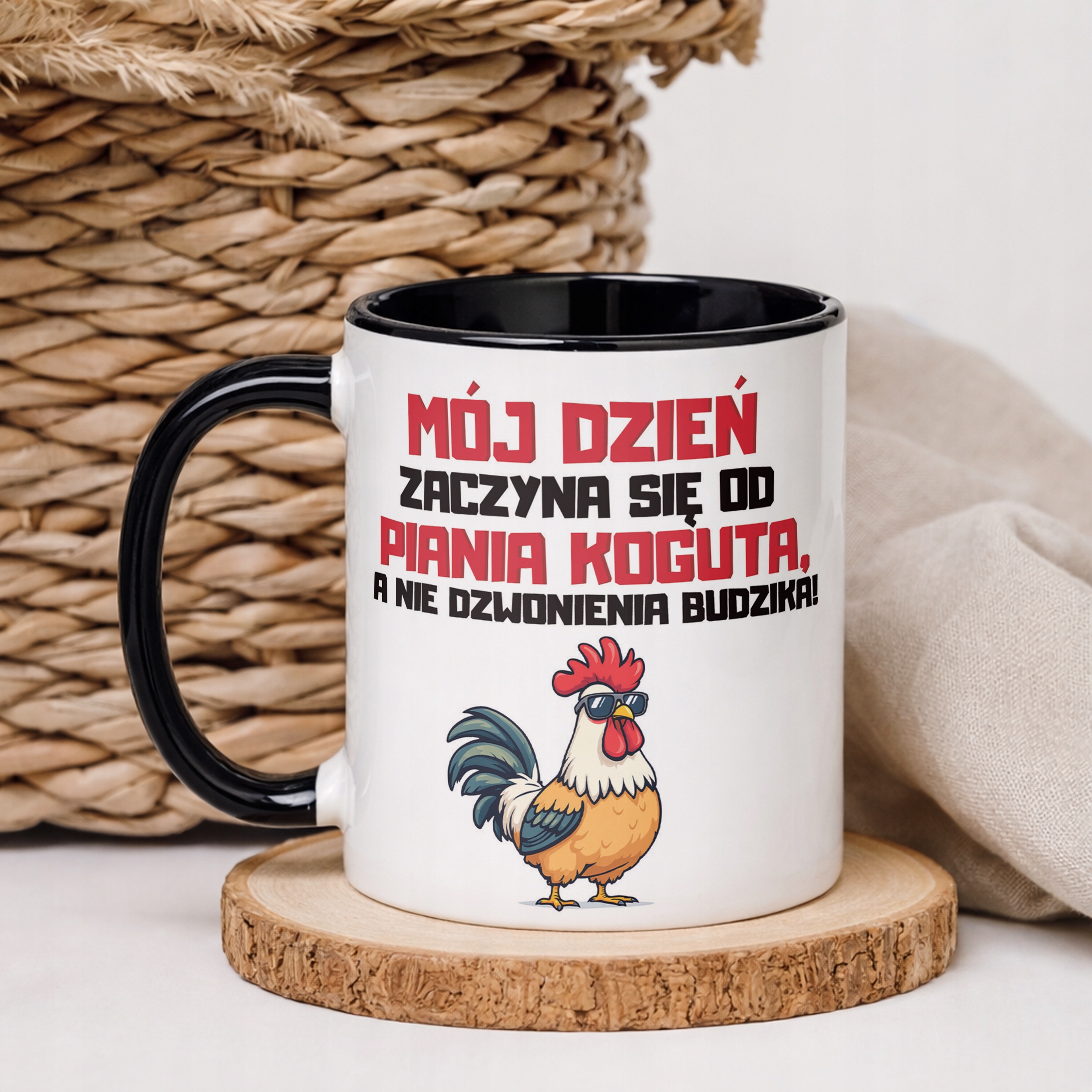 Kubek Czarny Rolnik Dla Rolnika Kogut Zabawny Prezent Upominek