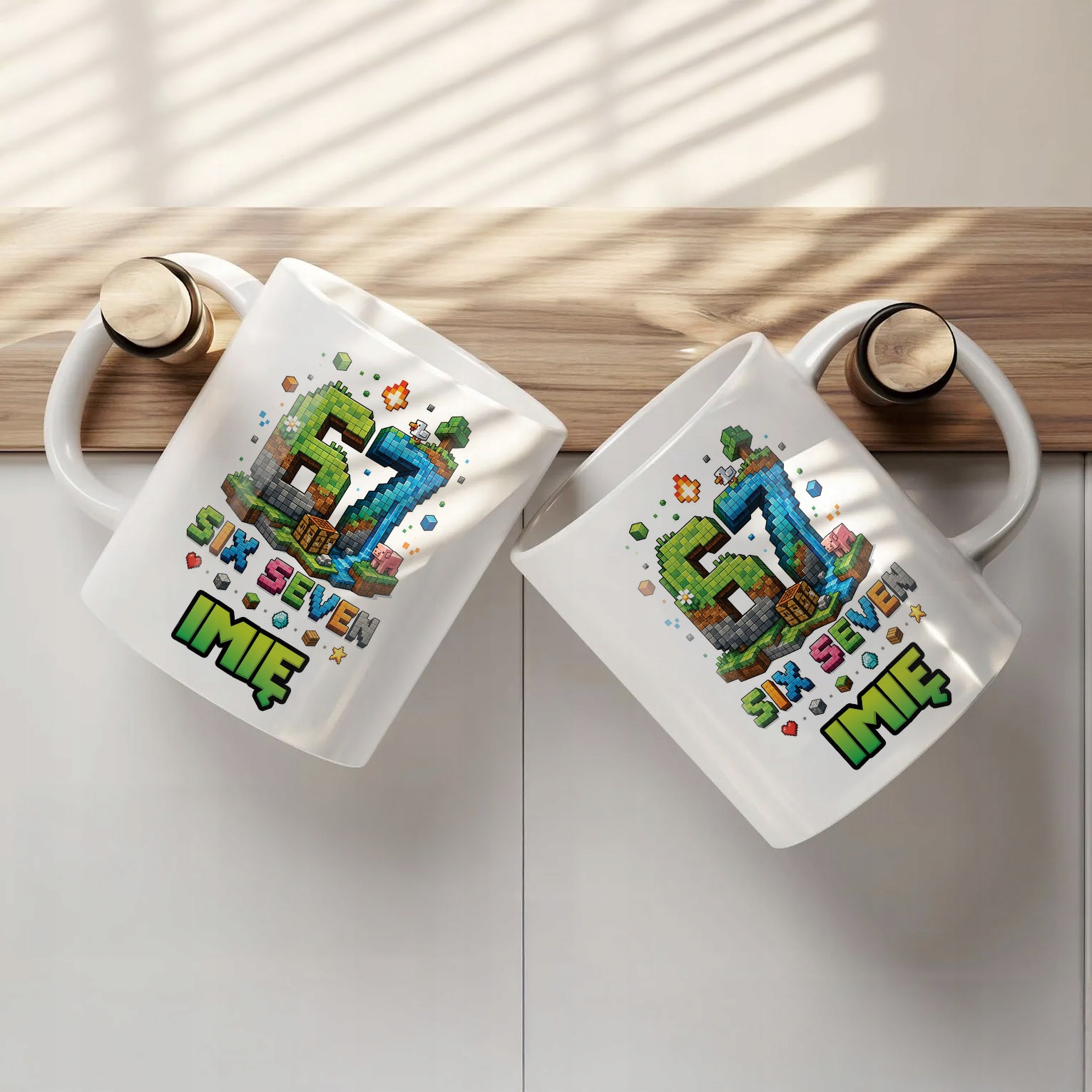 Biały Kubek z nadrukiem personalizowany PIXEL GRA Dla Dzieci Prezent