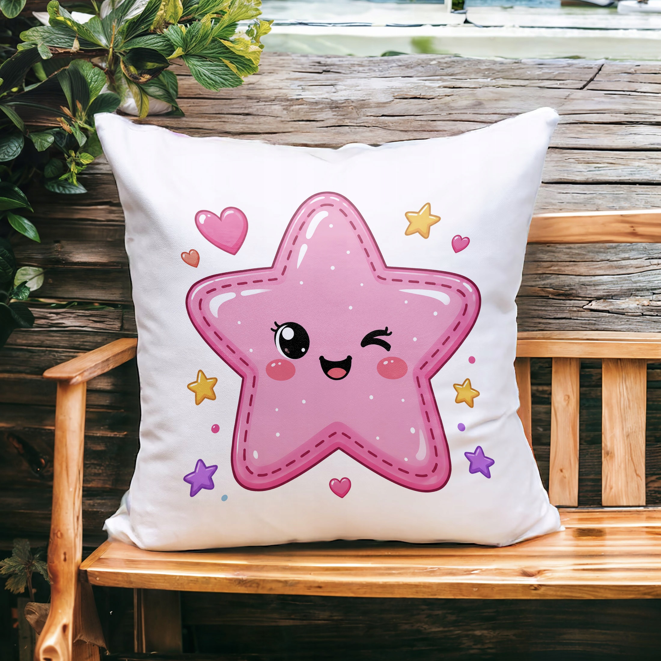 Zestaw Kubek Biały Poduszka Z Nadrukiem Kawaii Gwiazdka Prezent