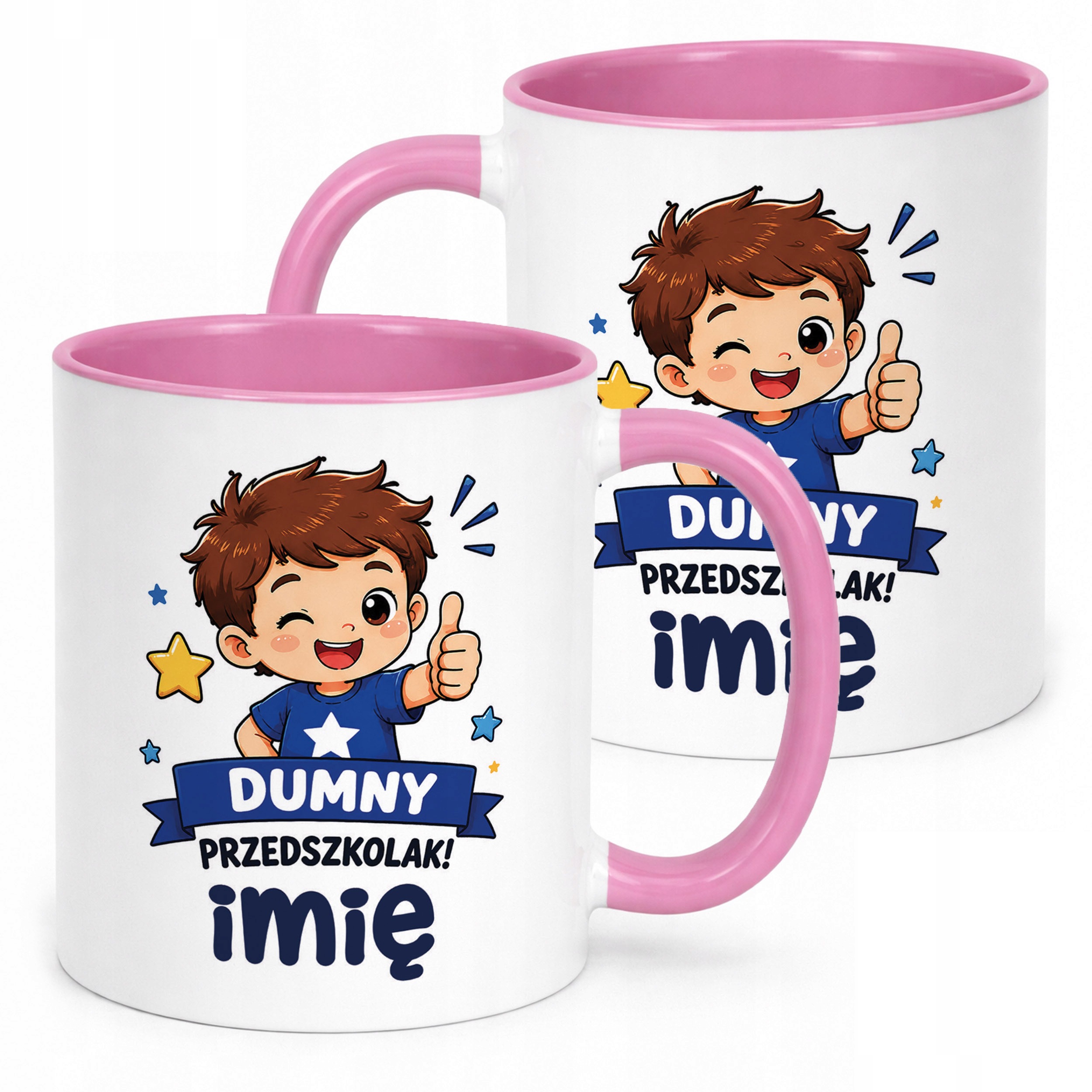 Kubek Różowy z nadrukiem personalizowany Przedszkolak Szkoła Dla Dzieci