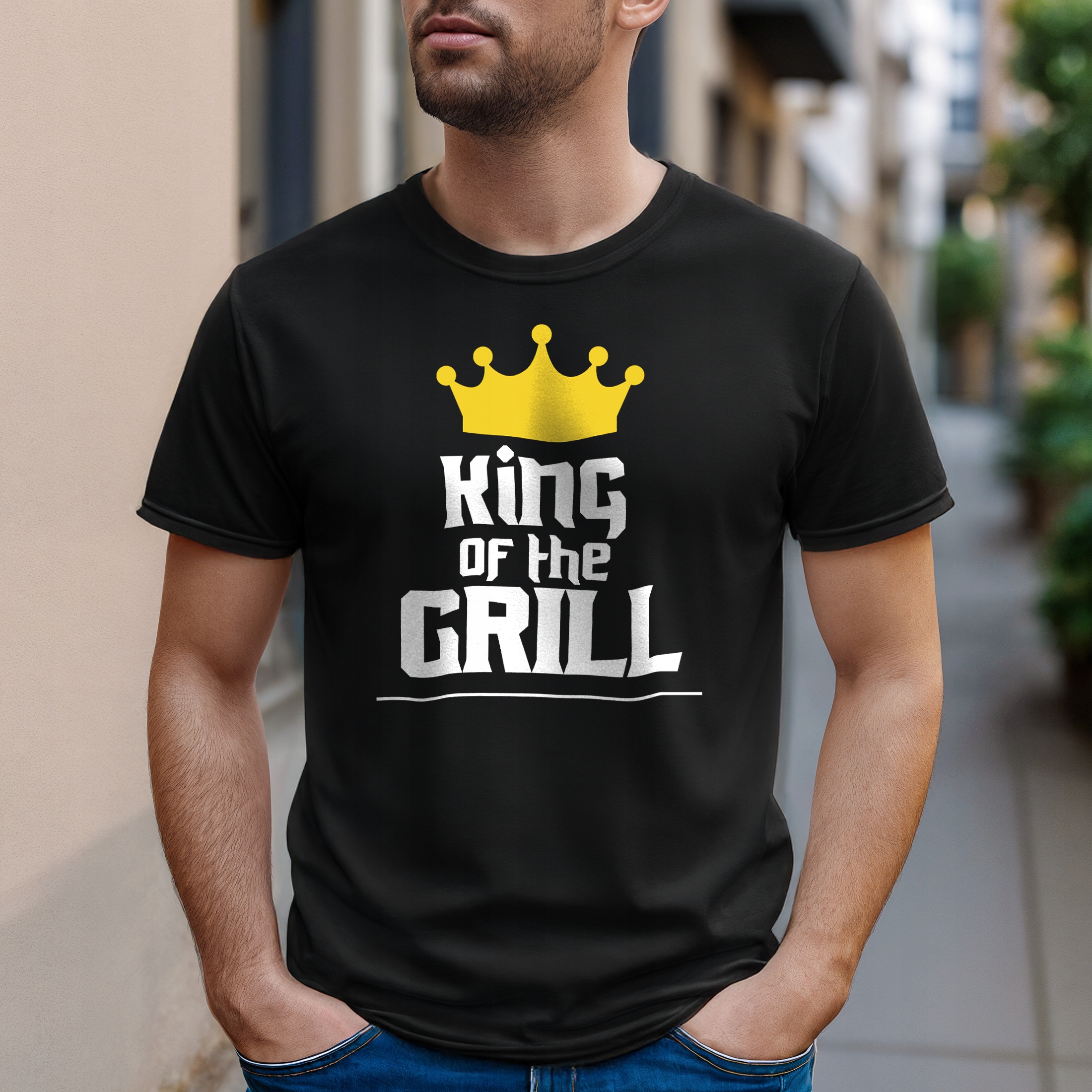 Koszulka czarna męska King Of The Grill Zabawny Prezent