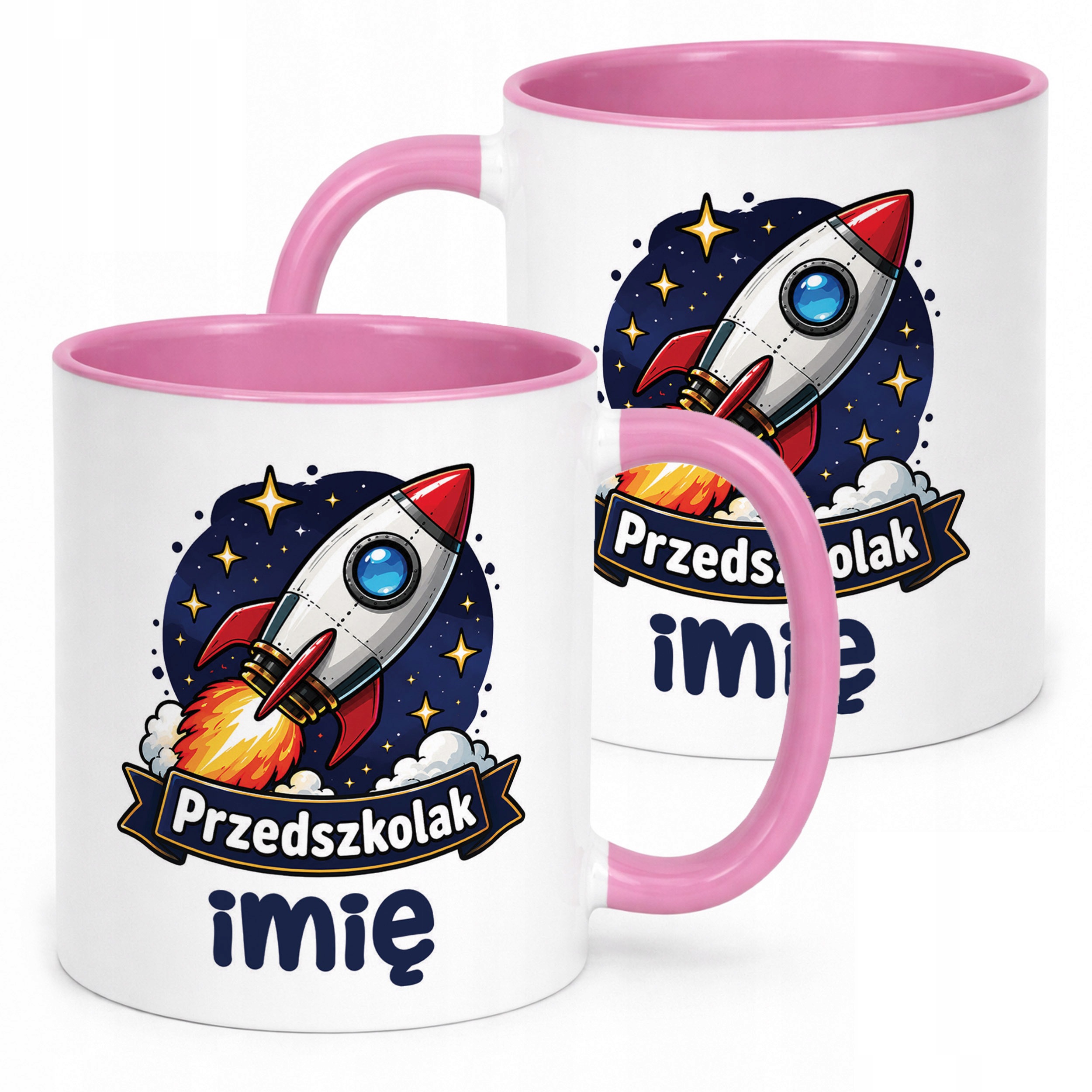 Kubek Różowy z nadrukiem personalizowany Przedszkolak Szkoła Dla Dzieci