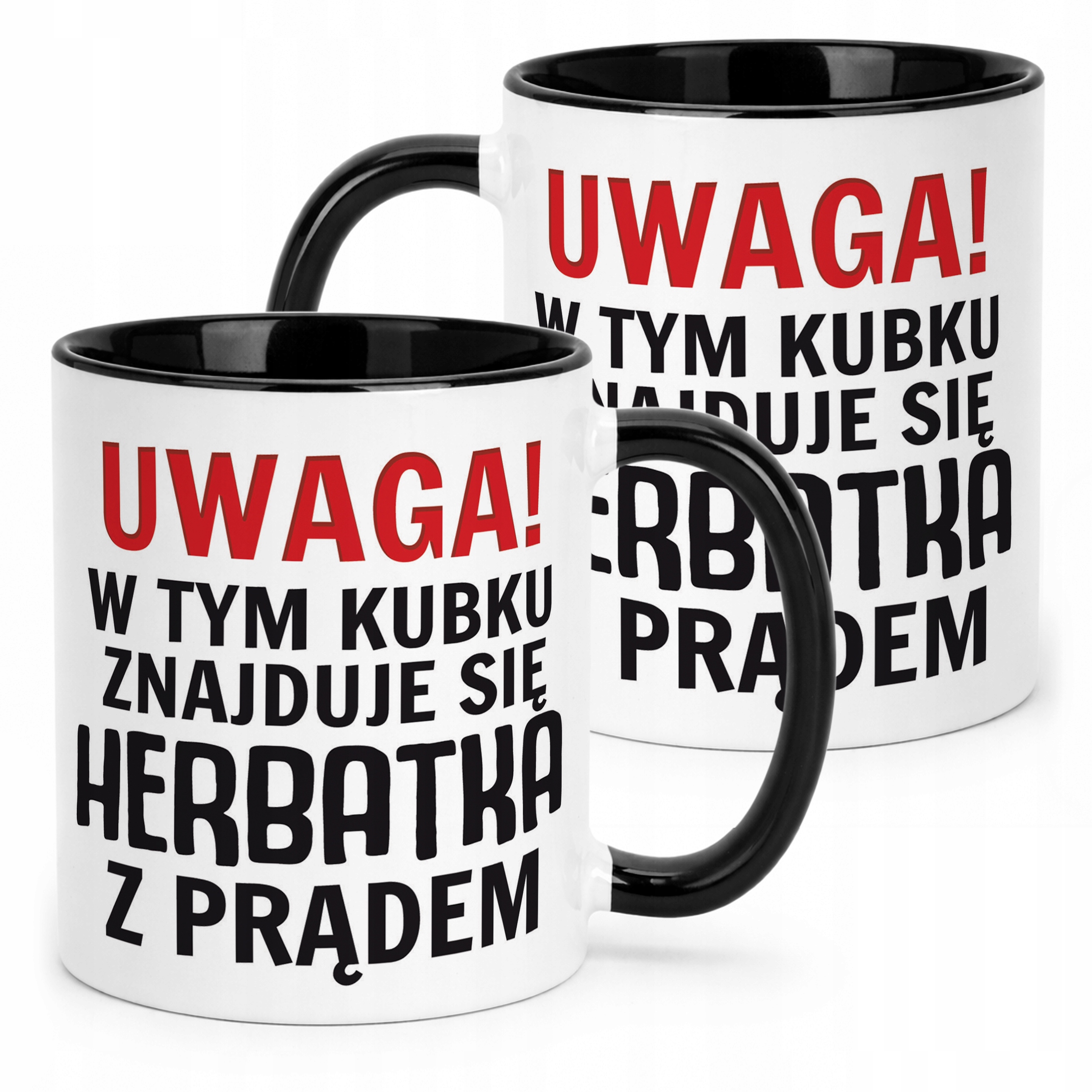 Kubek Czarny Uwaga Herbata Z Prądem Zabawny Prezent Upominek