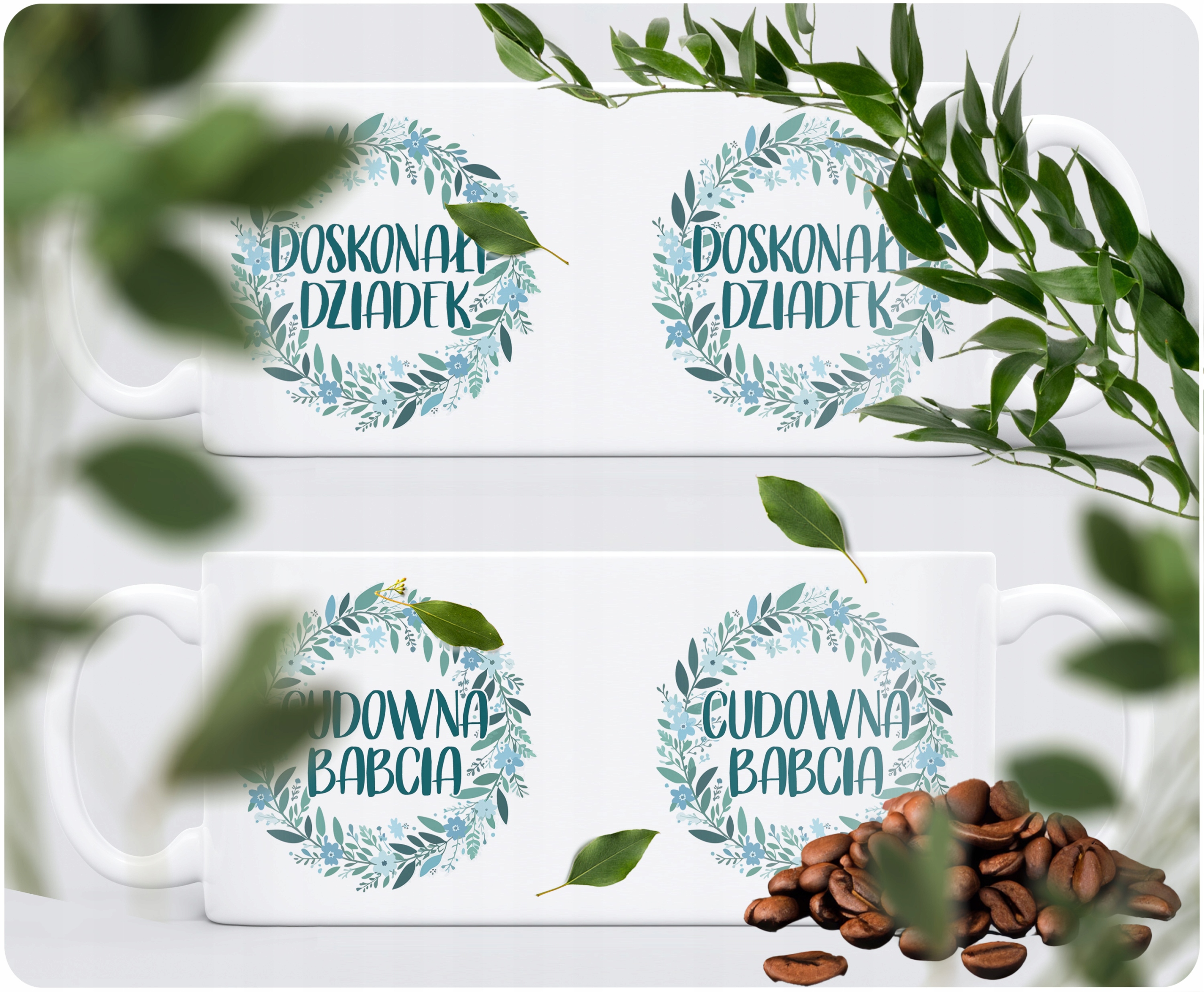 Zestaw Kubków Ceramicznych 330 ml Dzień Babci i Dziadka Prezent Upominek