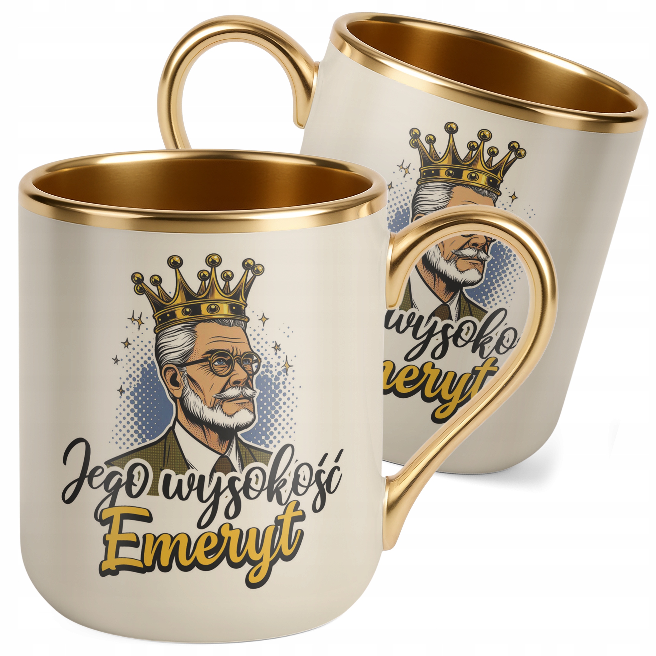 Kubek Premium Złoty Ecru Z okazji Emerytury Dla Emeryta Prezent