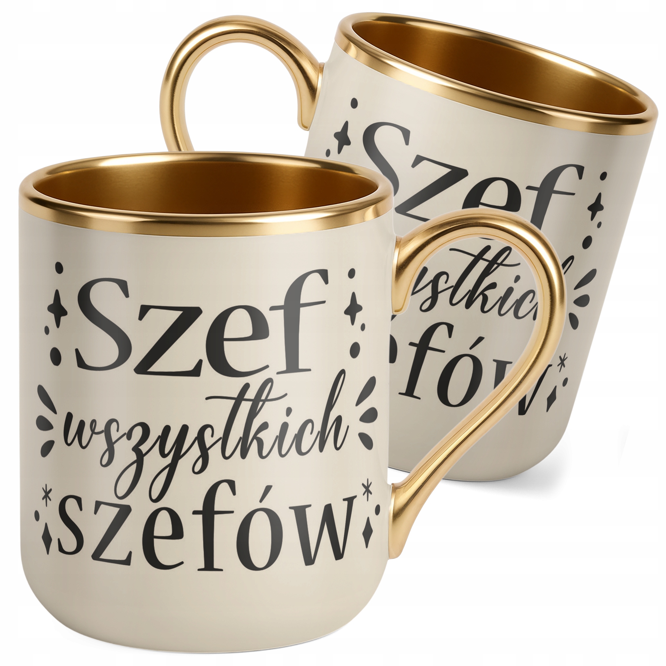 Kubek Premium Złoty Ecru Szef Wszystkich Szefów Dla Szefa Prezent