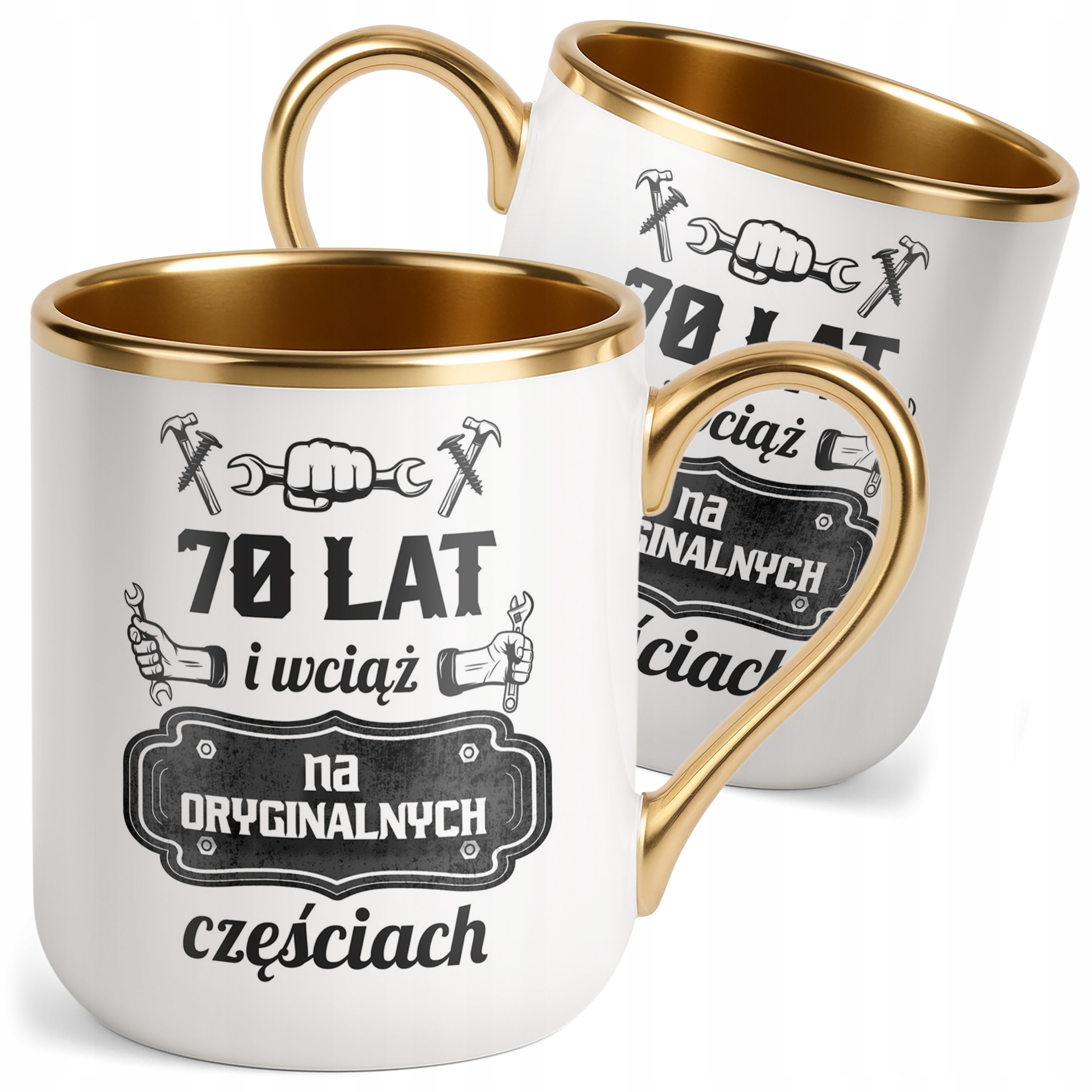 Kubek Premium Złoty 70 Lat i Wciąż Na Oryginalnych Częściach Urodziny