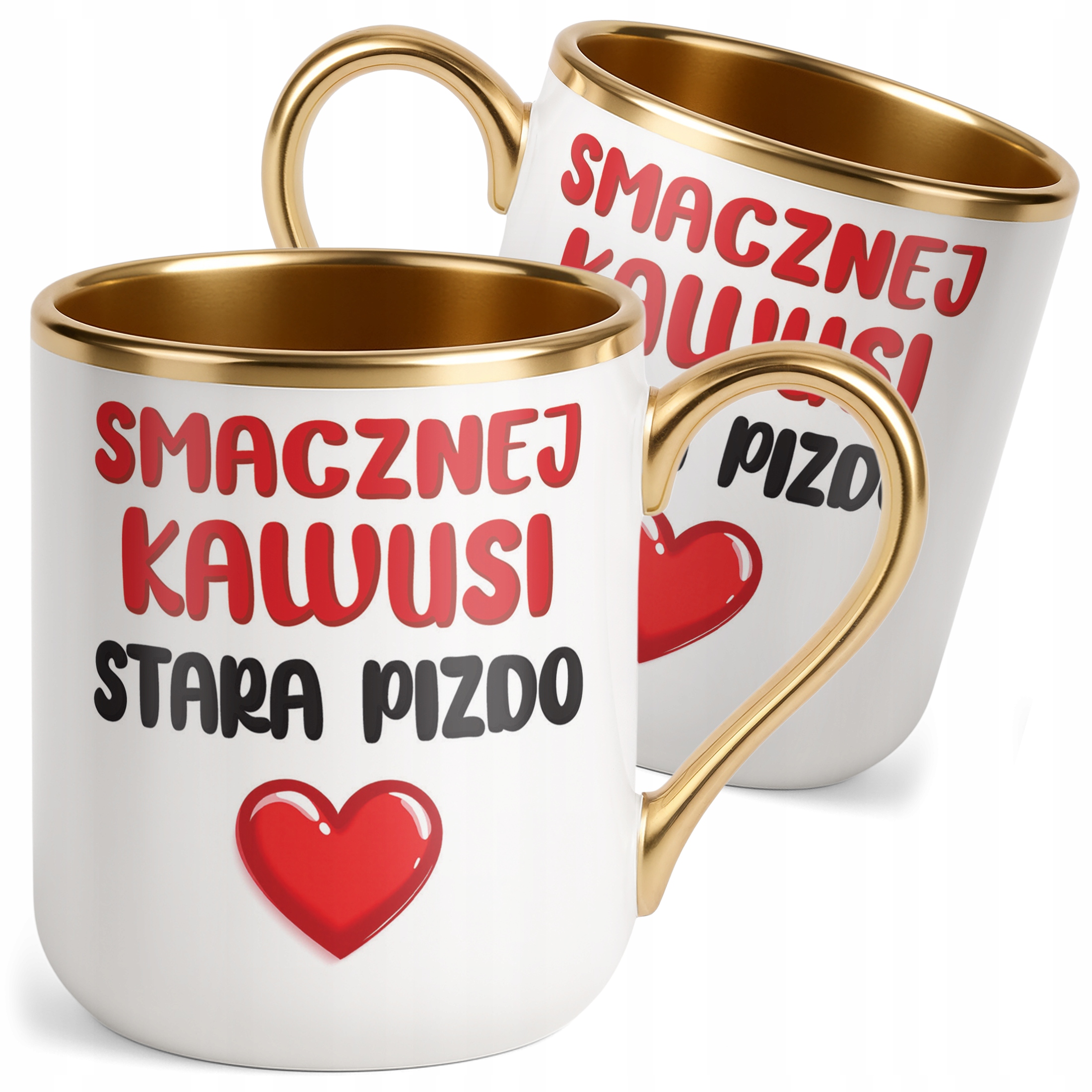 Kubek Premium Złoty Smacznej Kawusi Stara Piz*o Śmieszny Zabawny Prezent