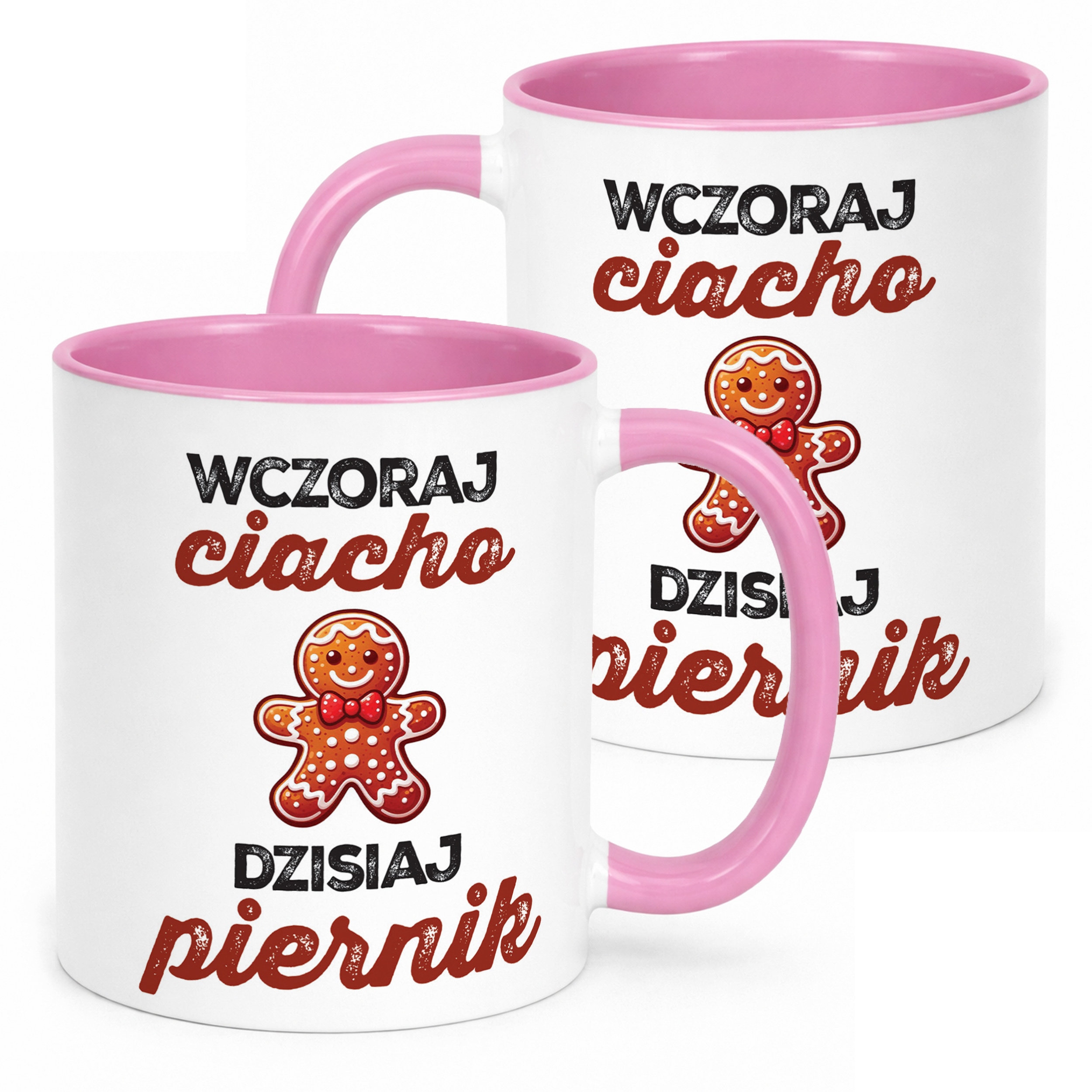 Kubek Różowy Wczoraj Ciacho Dzisiaj Piernik Zabawny Urodziny