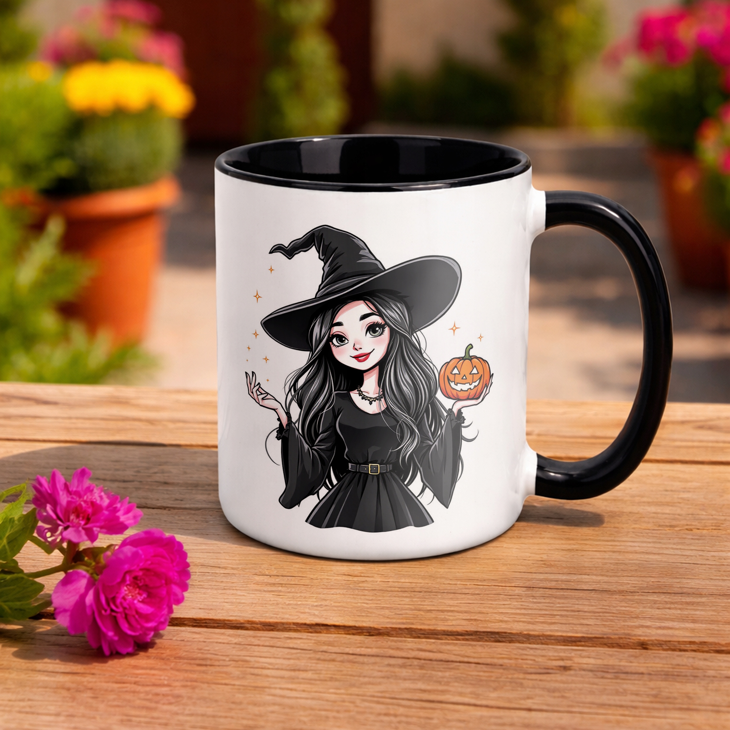 Kubek Czarny Halloween Piękna Wiedźma Dla Kobiety Prezent Upominek
