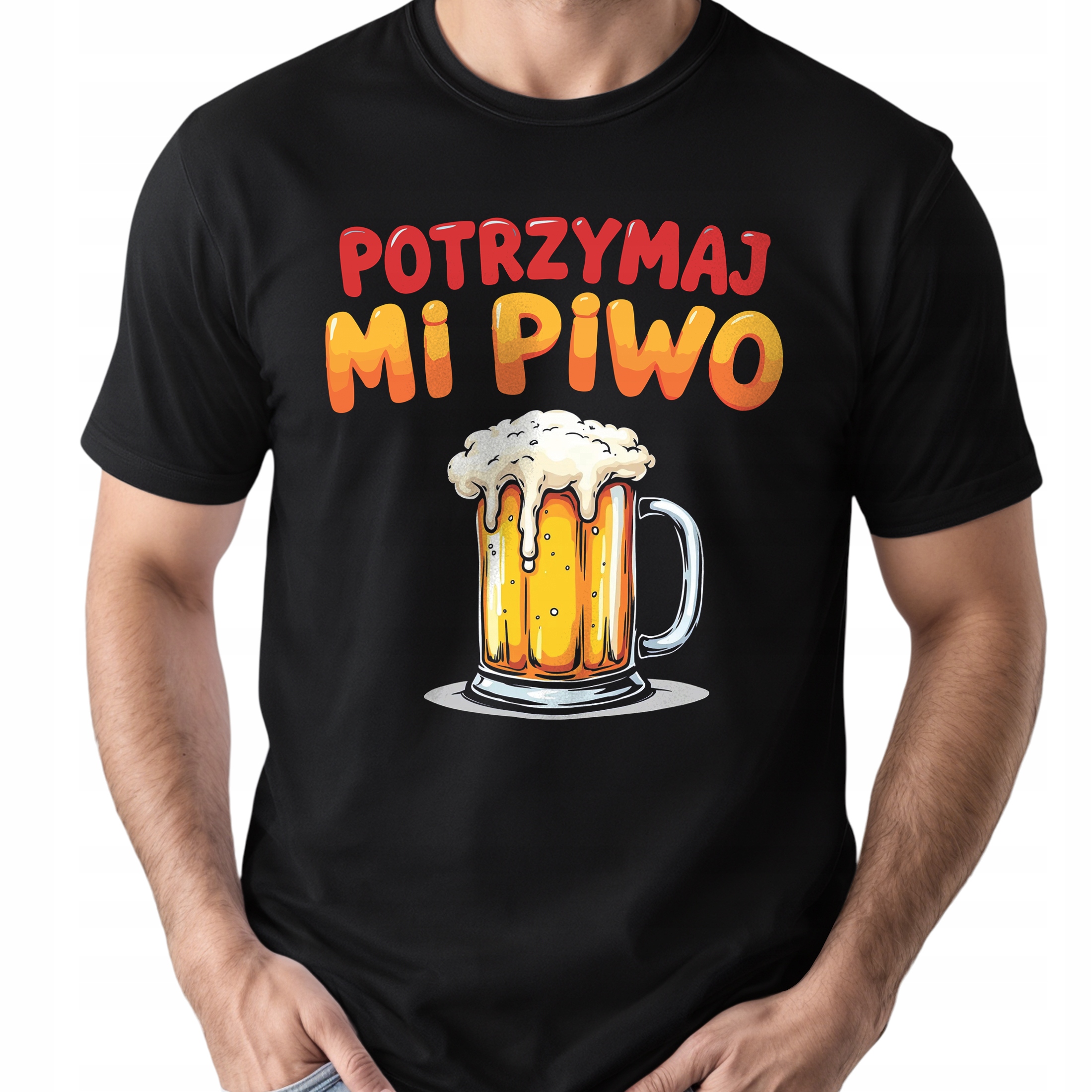 Koszulka czarna męska Potrzymaj Mi Piwo Zabawny Prezent r. 3XL