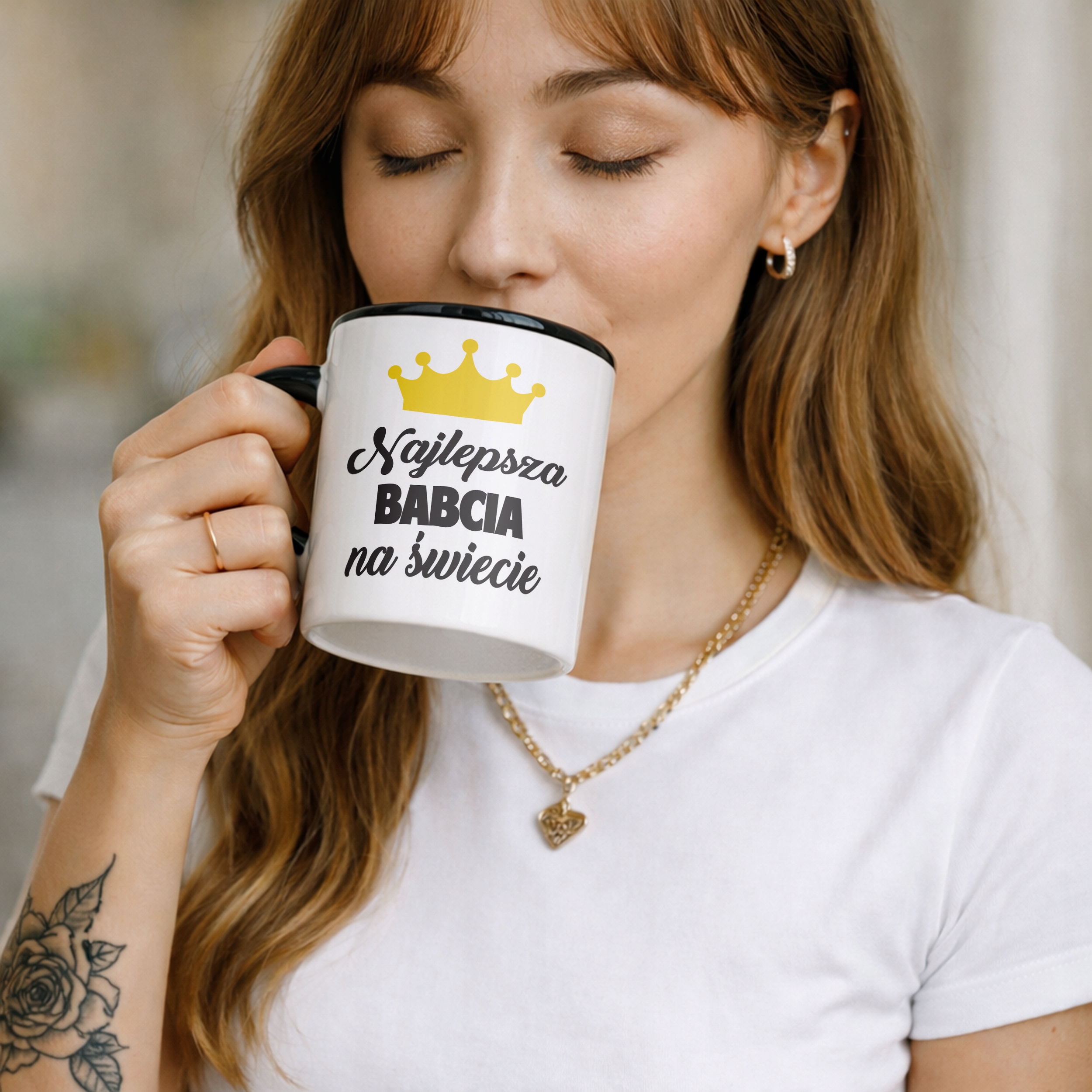 Kubek Czarny Dzień Babci Najlepsza Babcia Prezent Upominek