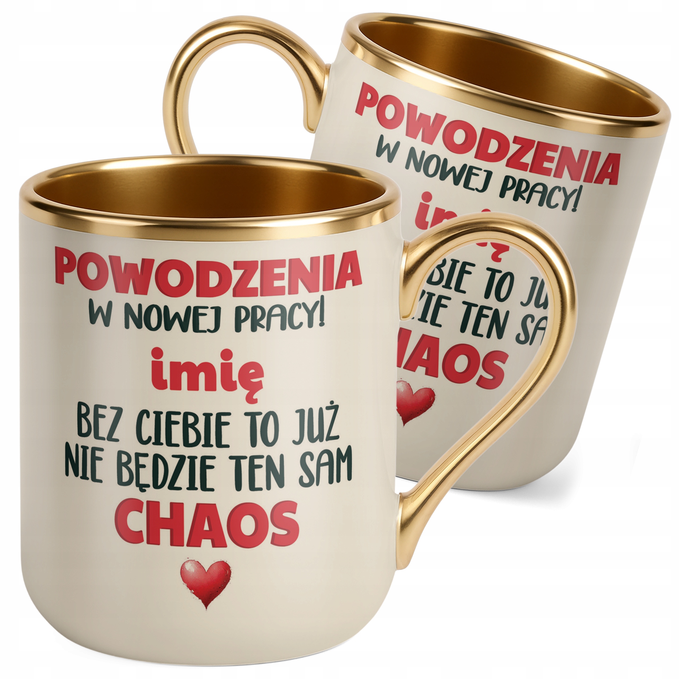 Kubek Premium Złoty Ecru Personalizowany Pożeganie Odejście z Pracy