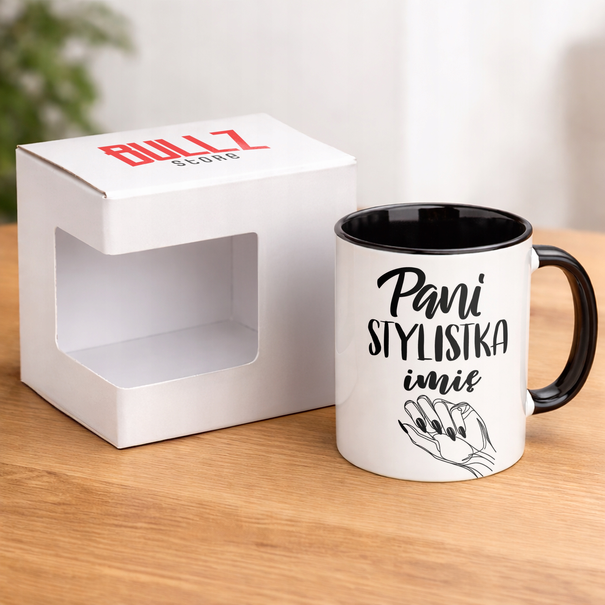 Kubek Czarny Personalizowany Pani Stylistka Dla Stylistki Paznokci
