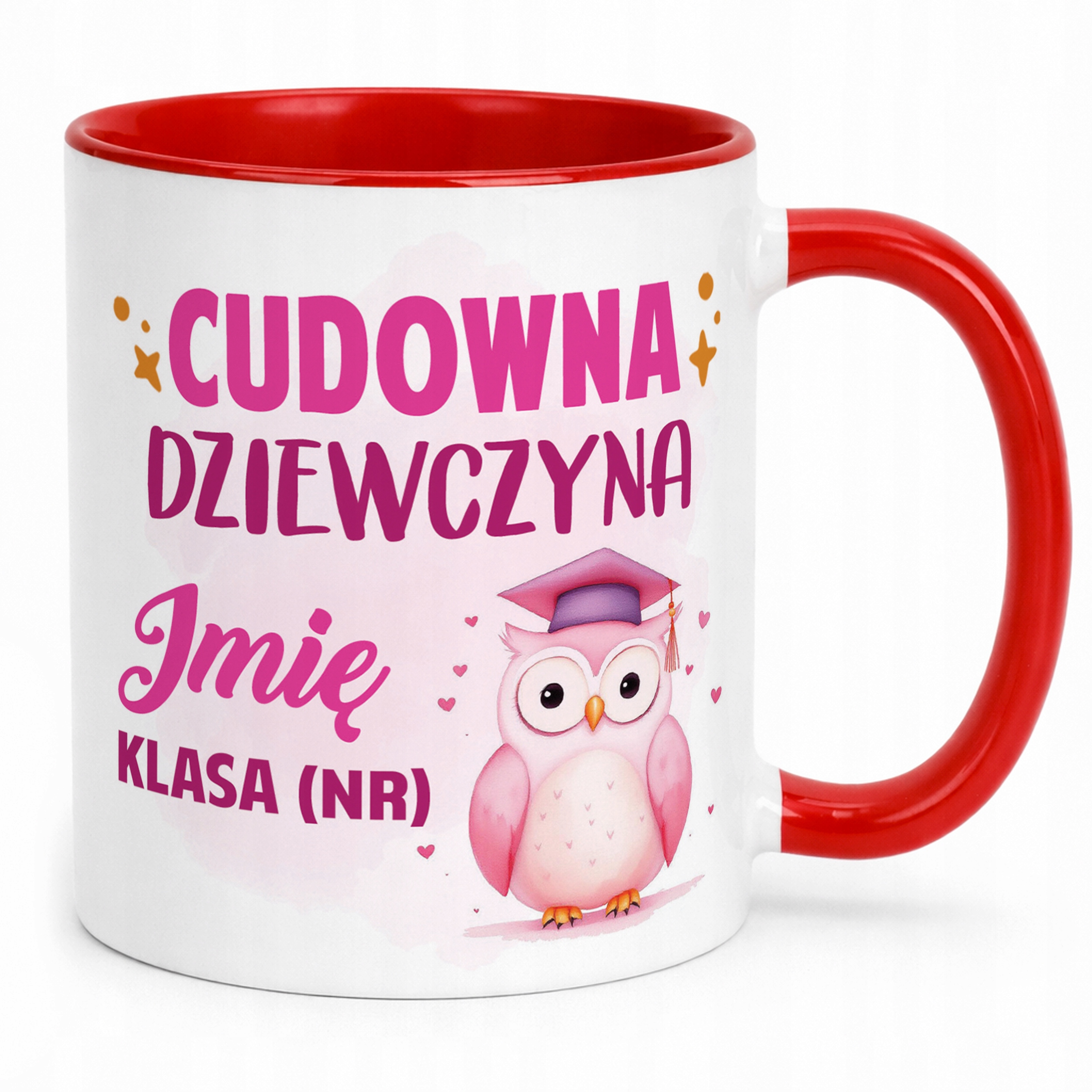 Kubek Czerwony Z Imieniem Klasa Dzień Kobiet Dla Dziewczynki Prezent