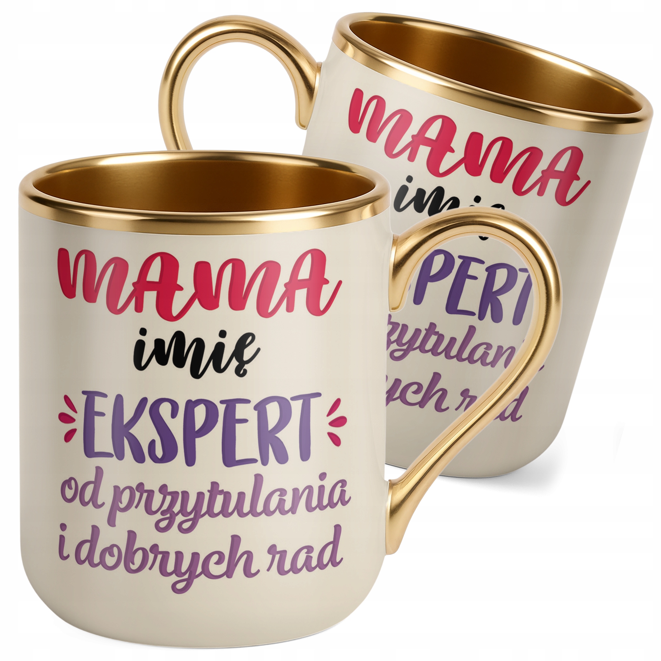 Kubek Premium Złoty Ecru Personalizowany Dzień Matki Dla Mamy